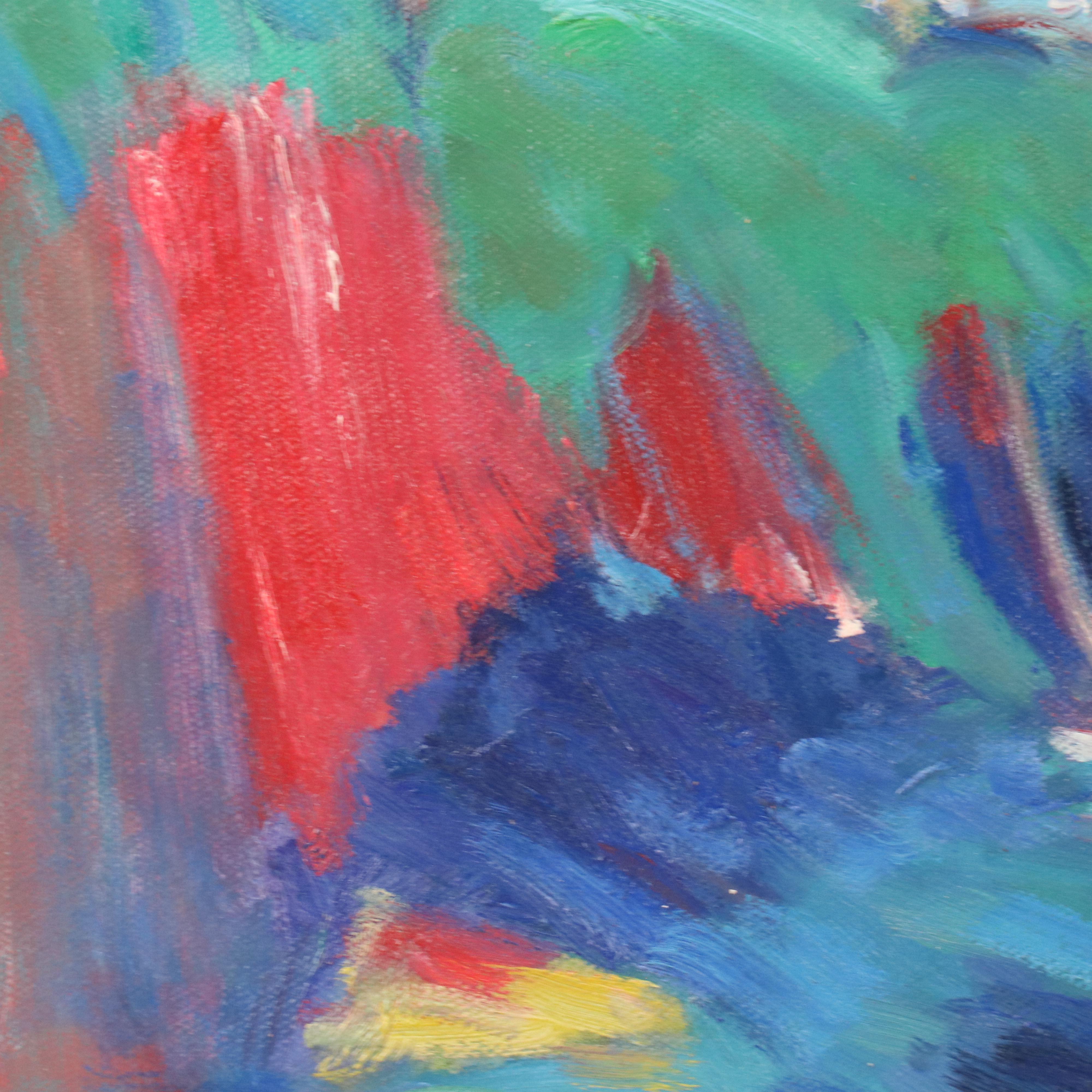 N. Ming Fauvist Inspired Oil Painting of Townscape, 21st Century