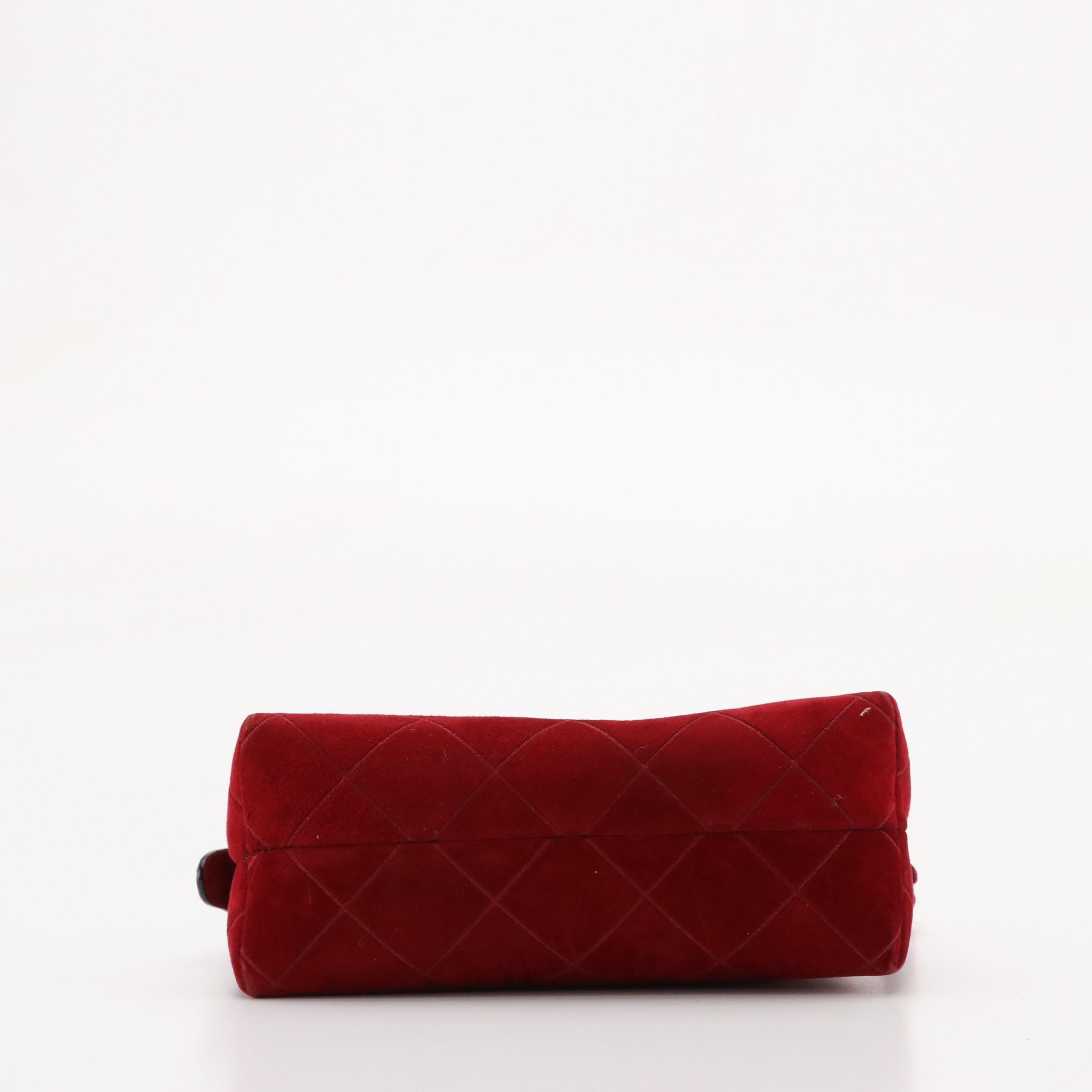 Salvatore Ferragamo Domed Zip-Around Crossbody Bag in Dark Red Quilted Suede