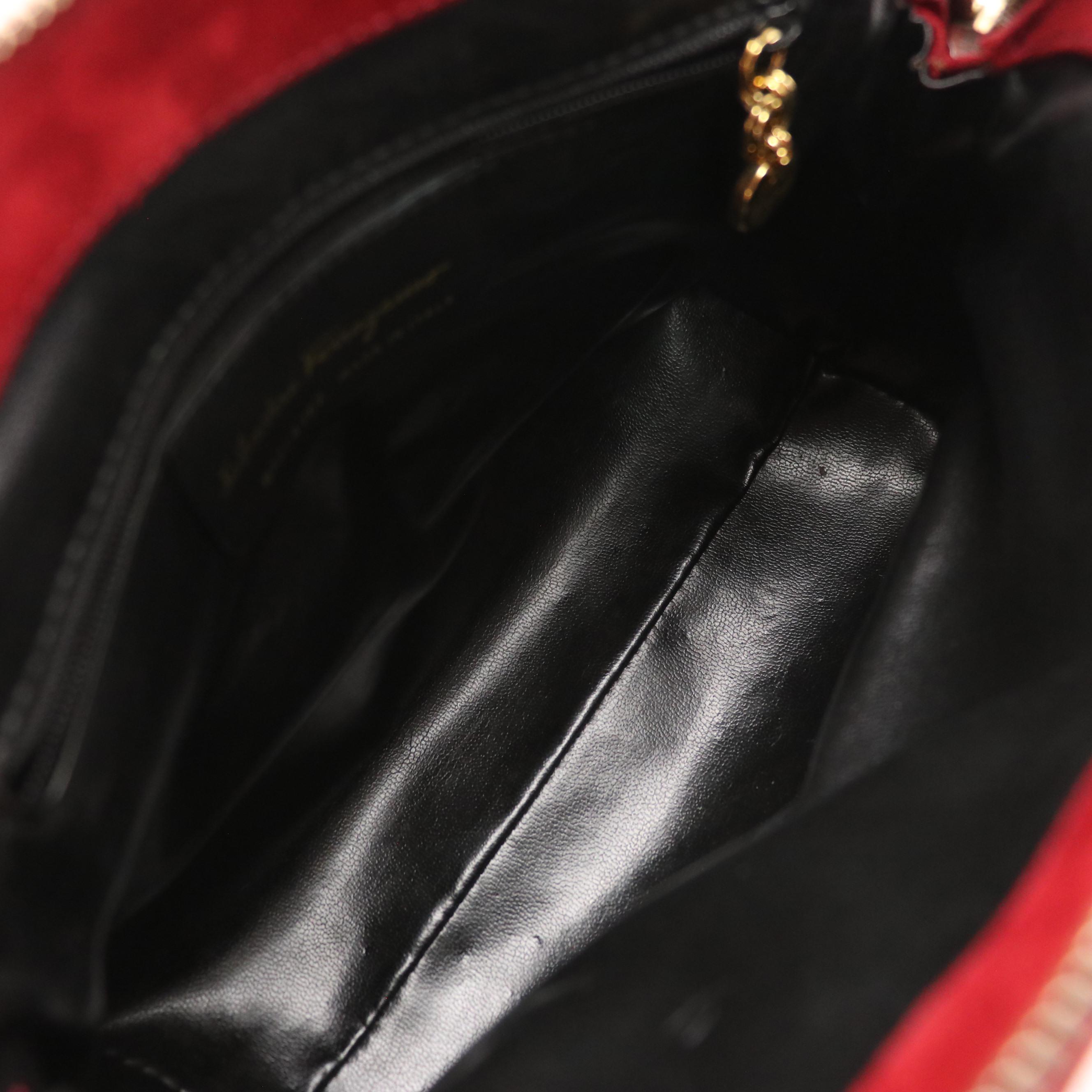 Salvatore Ferragamo Domed Zip-Around Crossbody Bag in Dark Red Quilted Suede