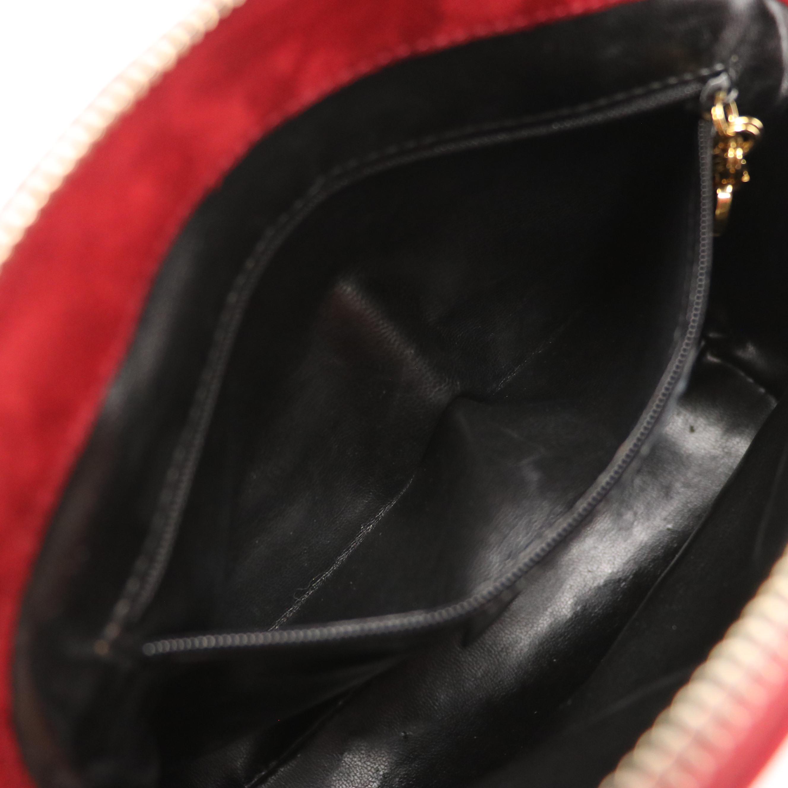 Salvatore Ferragamo Domed Zip-Around Crossbody Bag in Dark Red Quilted Suede