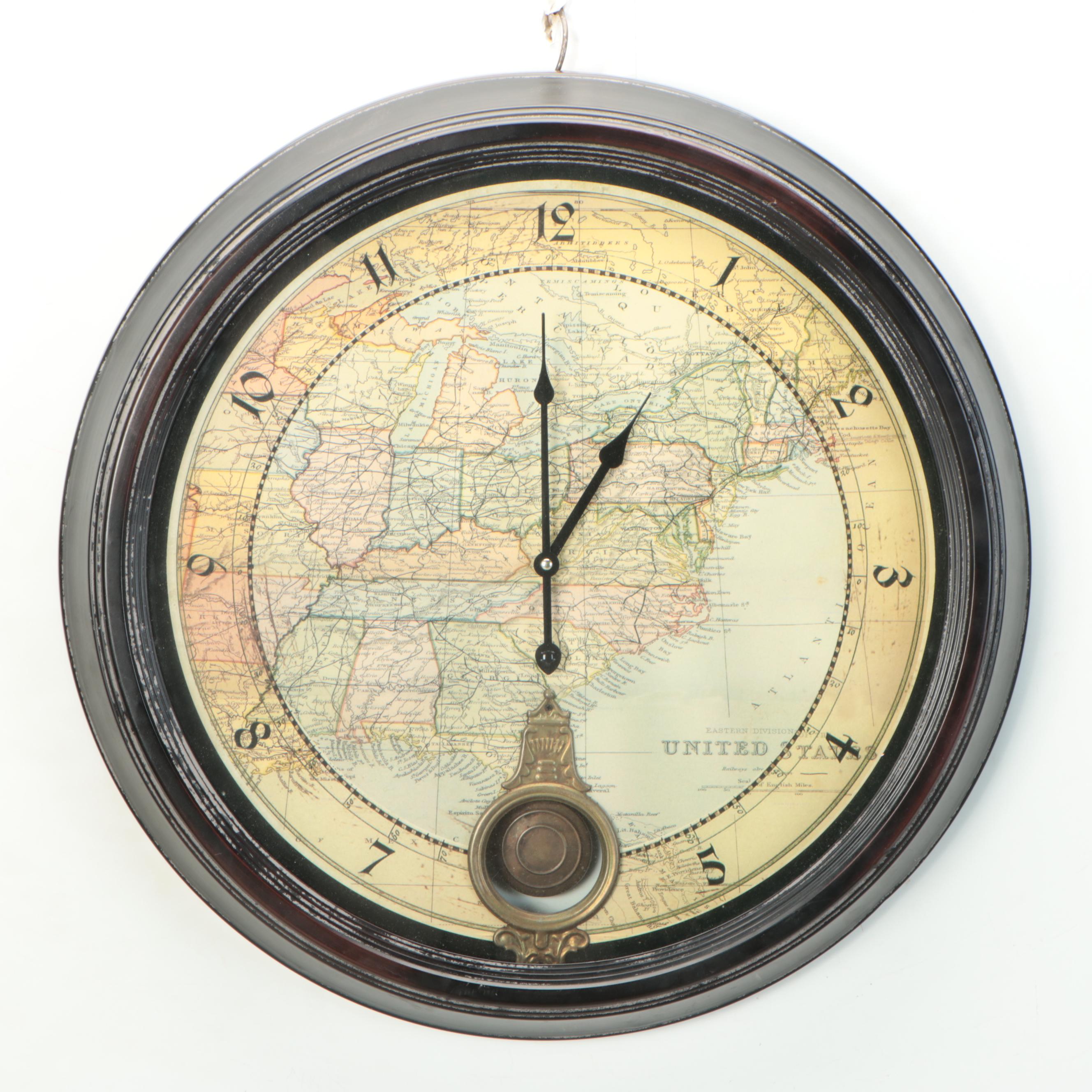 The Eastern Division of The United States Map Wall Clock