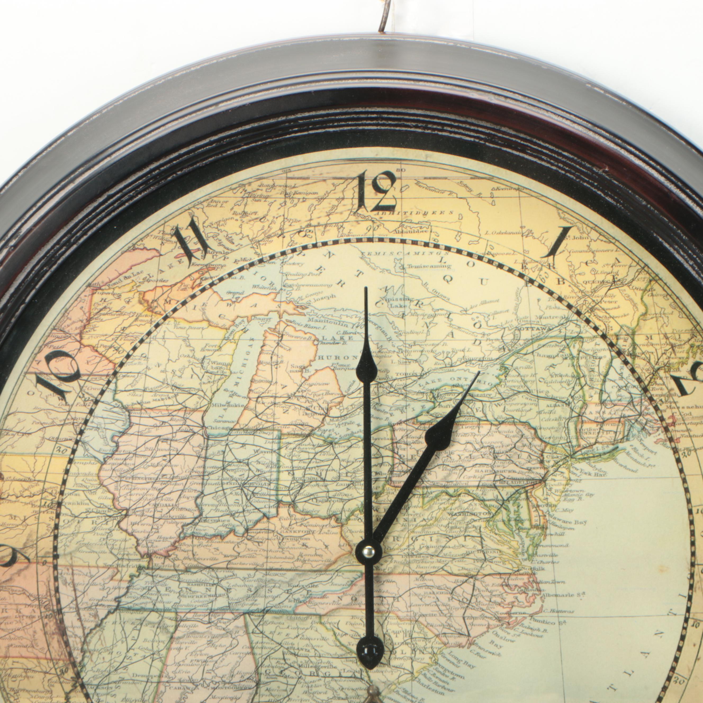 The Eastern Division of The United States Map Wall Clock