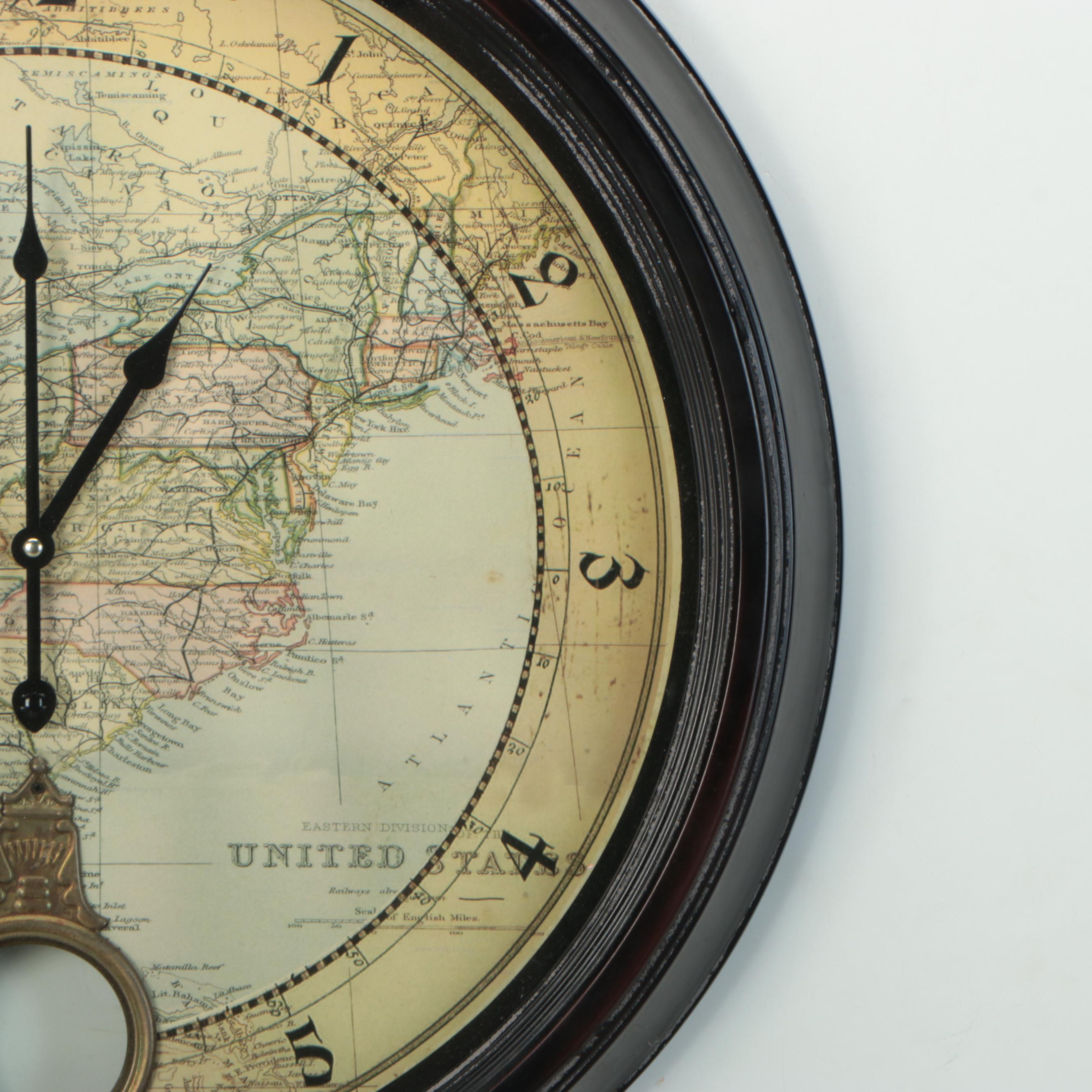 The Eastern Division of The United States Map Wall Clock