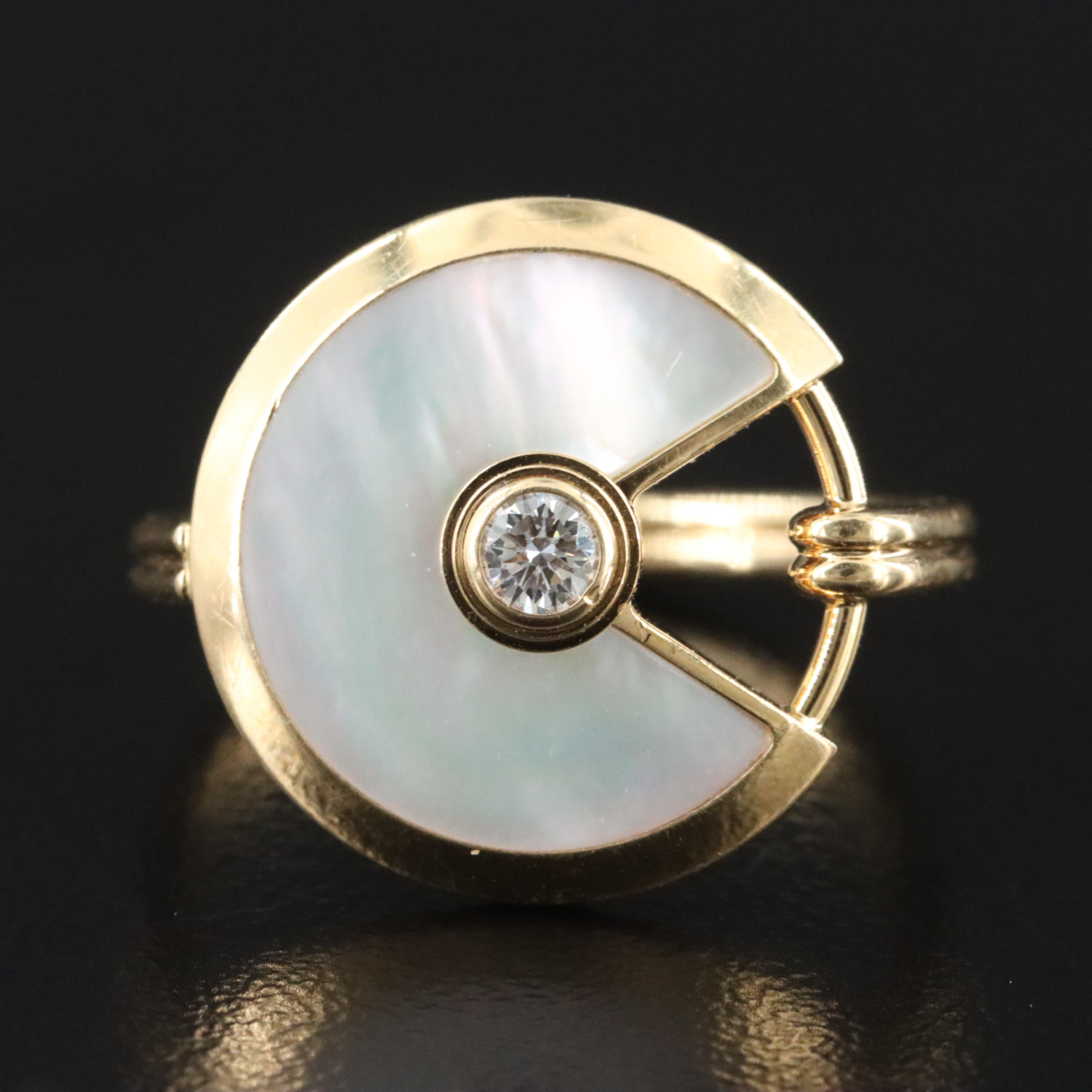 Cartier Amulette de Cartier 18K Diamond and Mother of Pearl Ring
