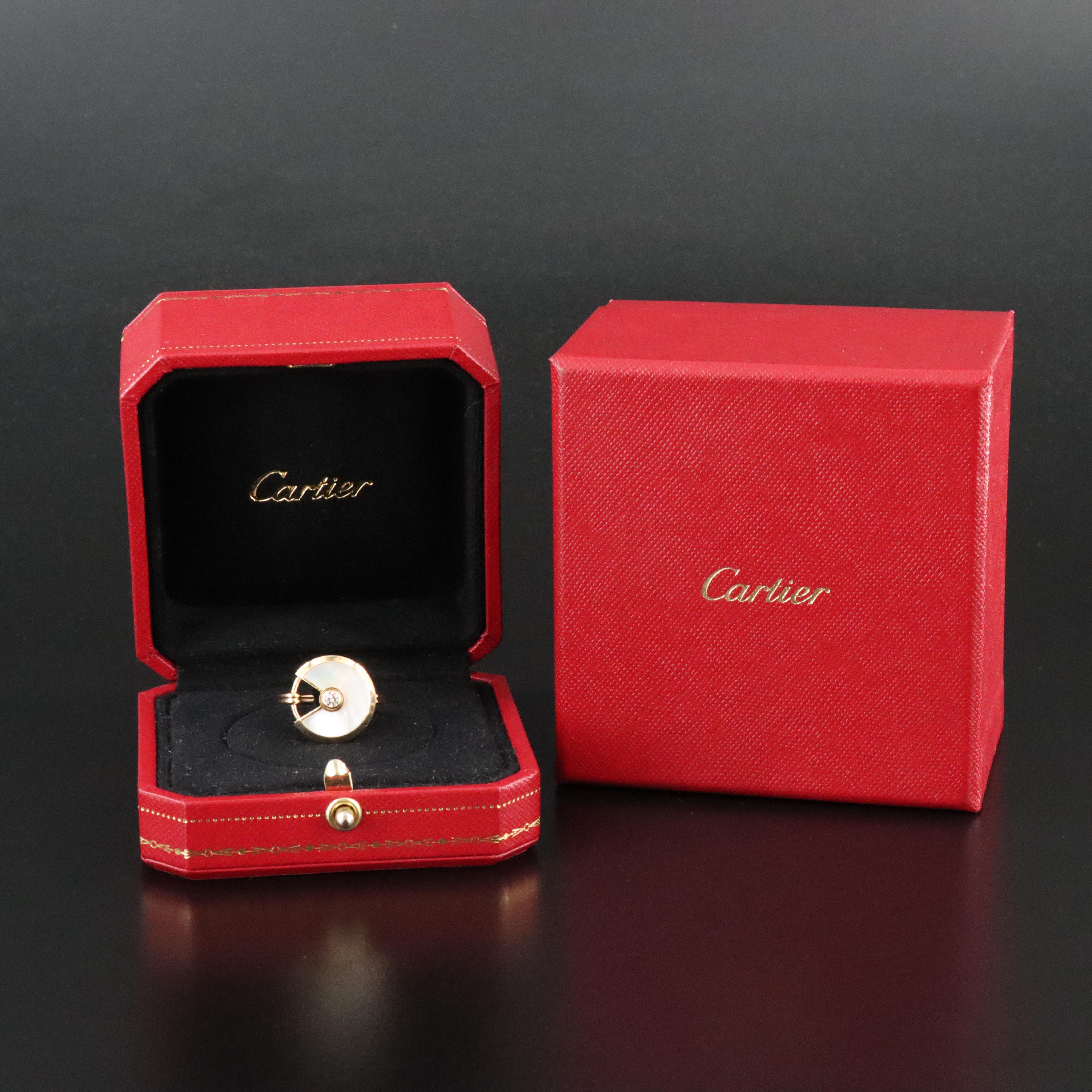 Cartier Amulette de Cartier 18K Diamond and Mother of Pearl Ring