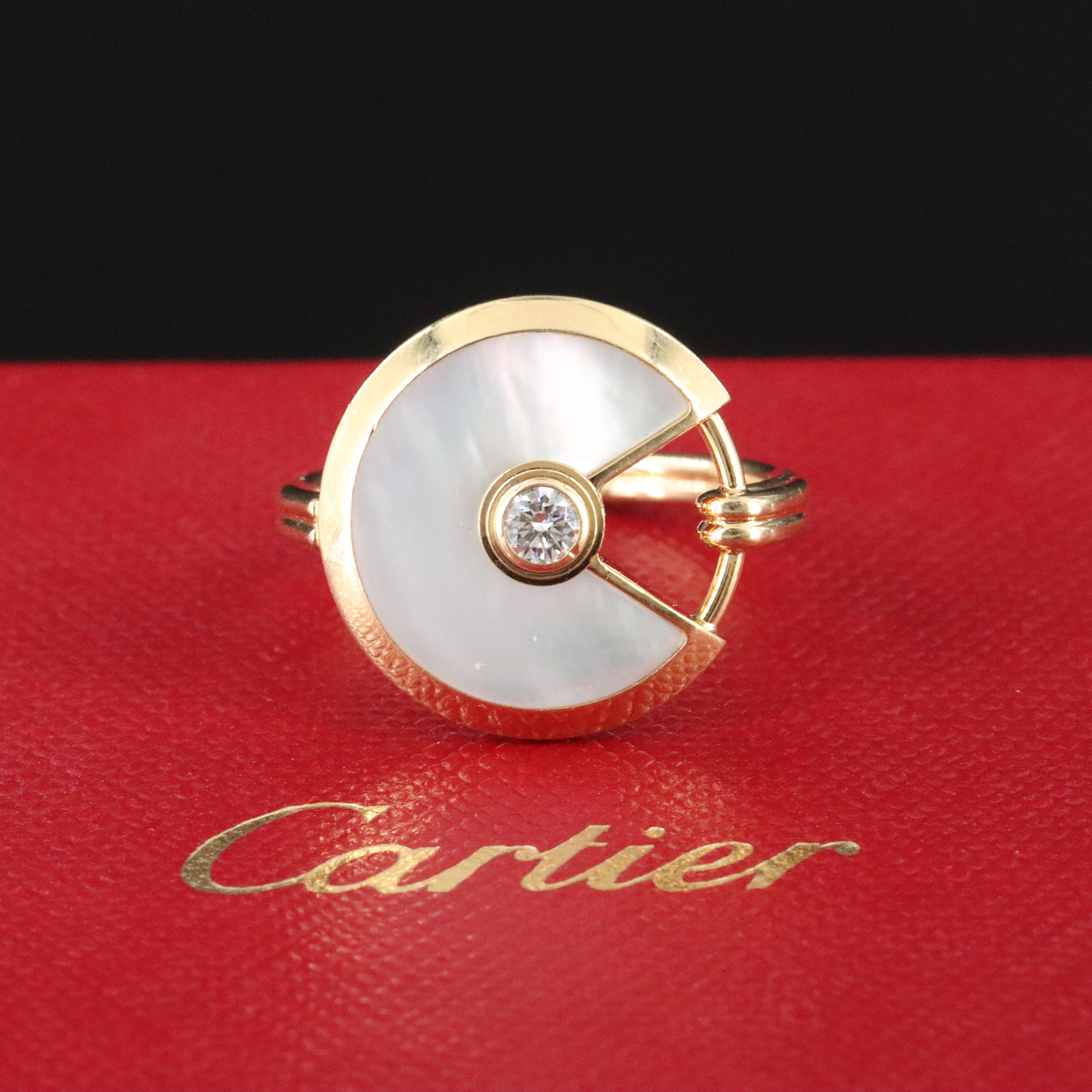 Cartier Amulette de Cartier 18K Diamond and Mother of Pearl Ring