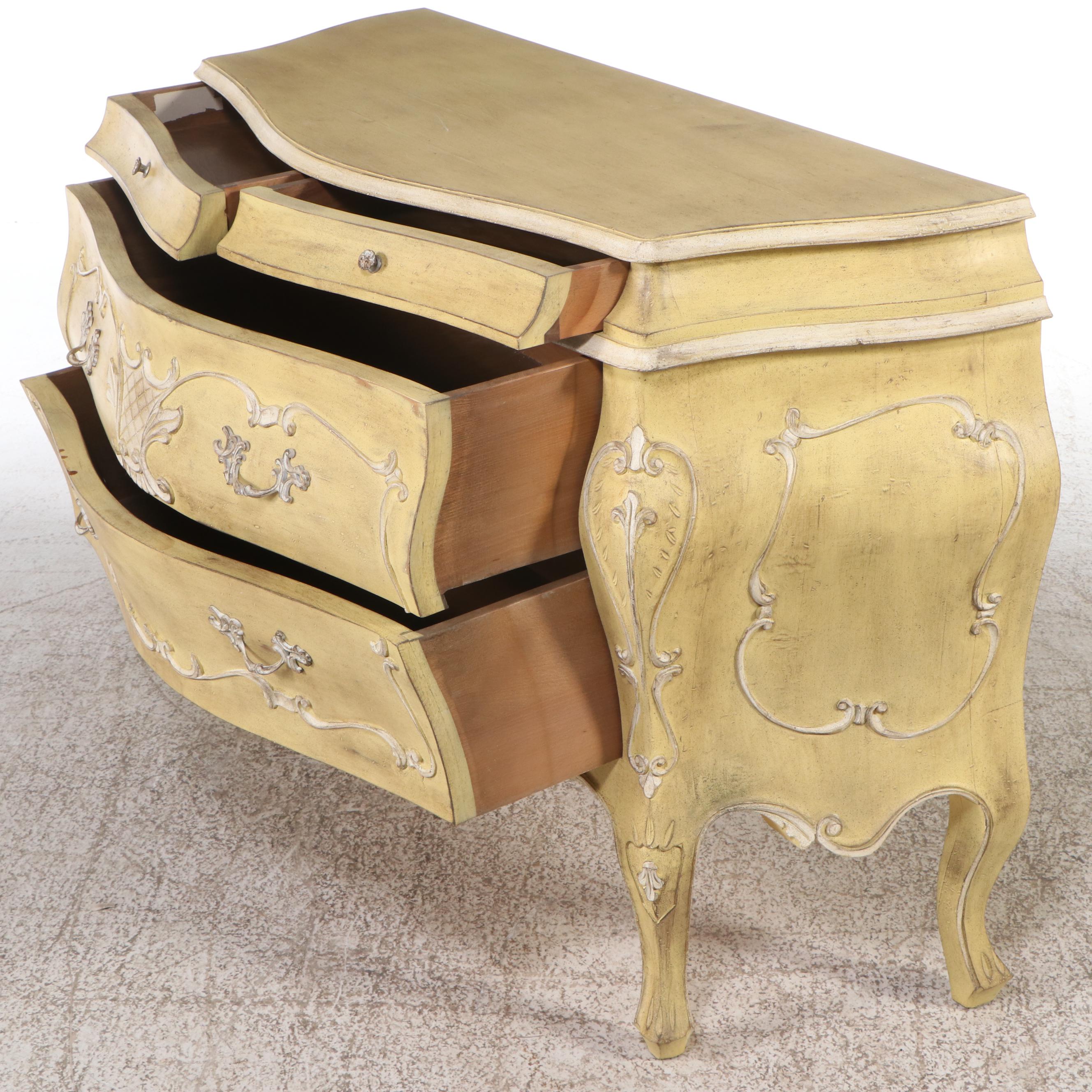 Painted Wood Rococo Style Four-Drawer Chest