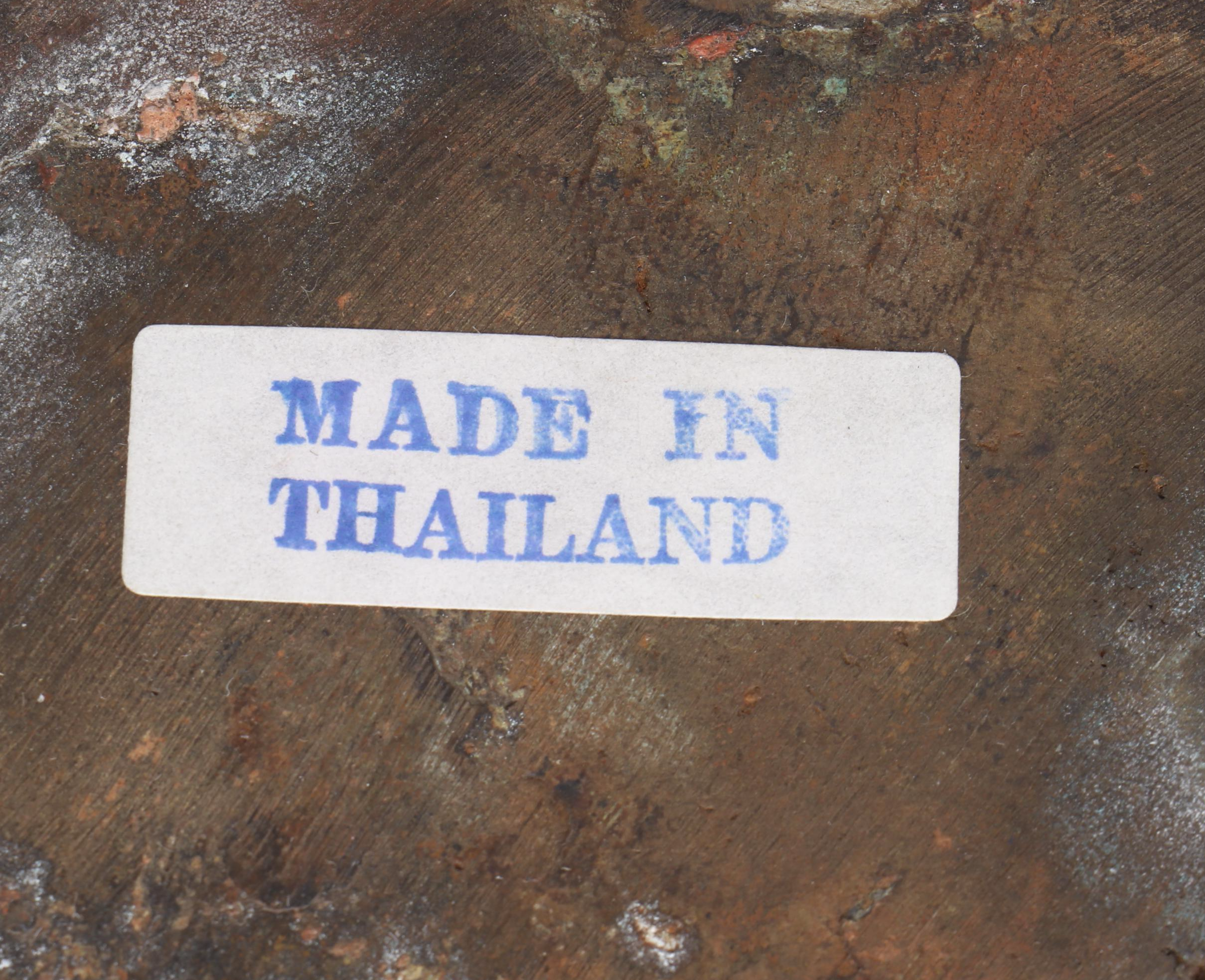 Thai Woman Doing Her Makeup Patinated Cast Bronze Sculpture