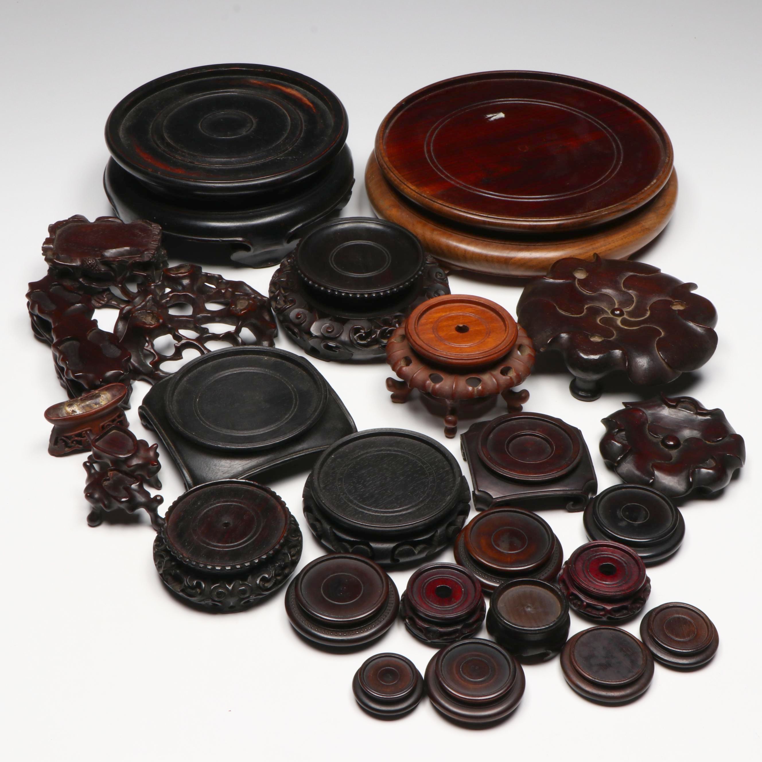 Antique and Vintage Chinese Carved Rosewood and Hardwood Stands