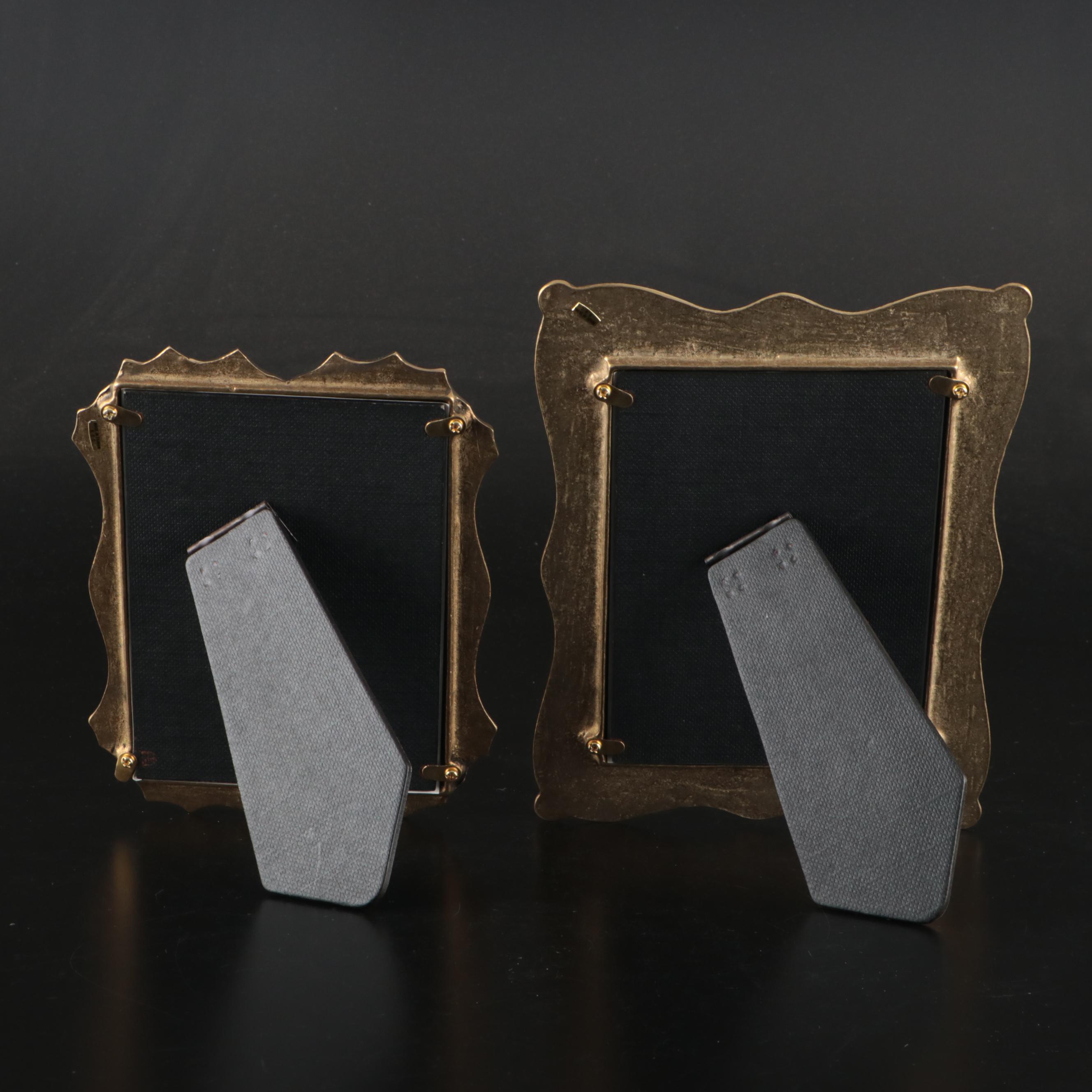 Matson Ormolu Jewelry Casket with Brass Picture Frames and Other Vanity Décor