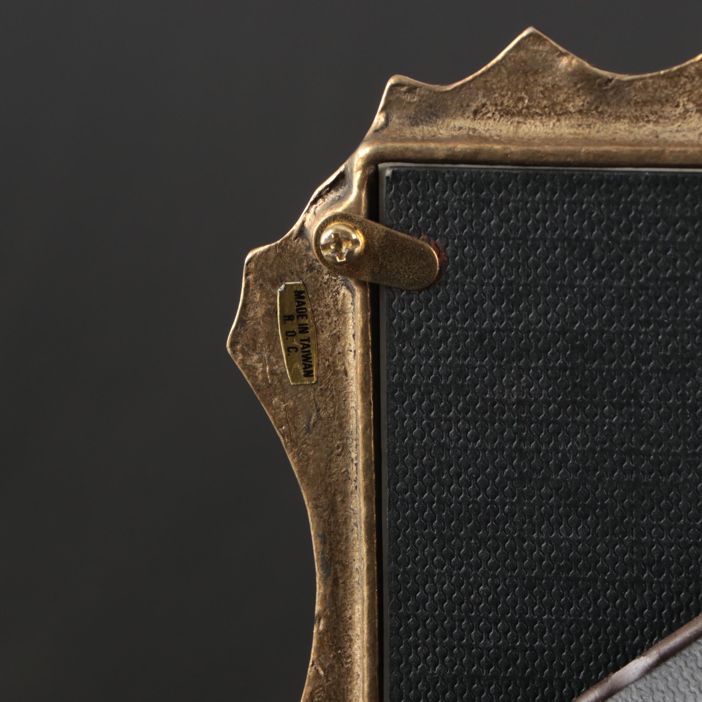 Matson Ormolu Jewelry Casket with Brass Picture Frames and Other Vanity Décor