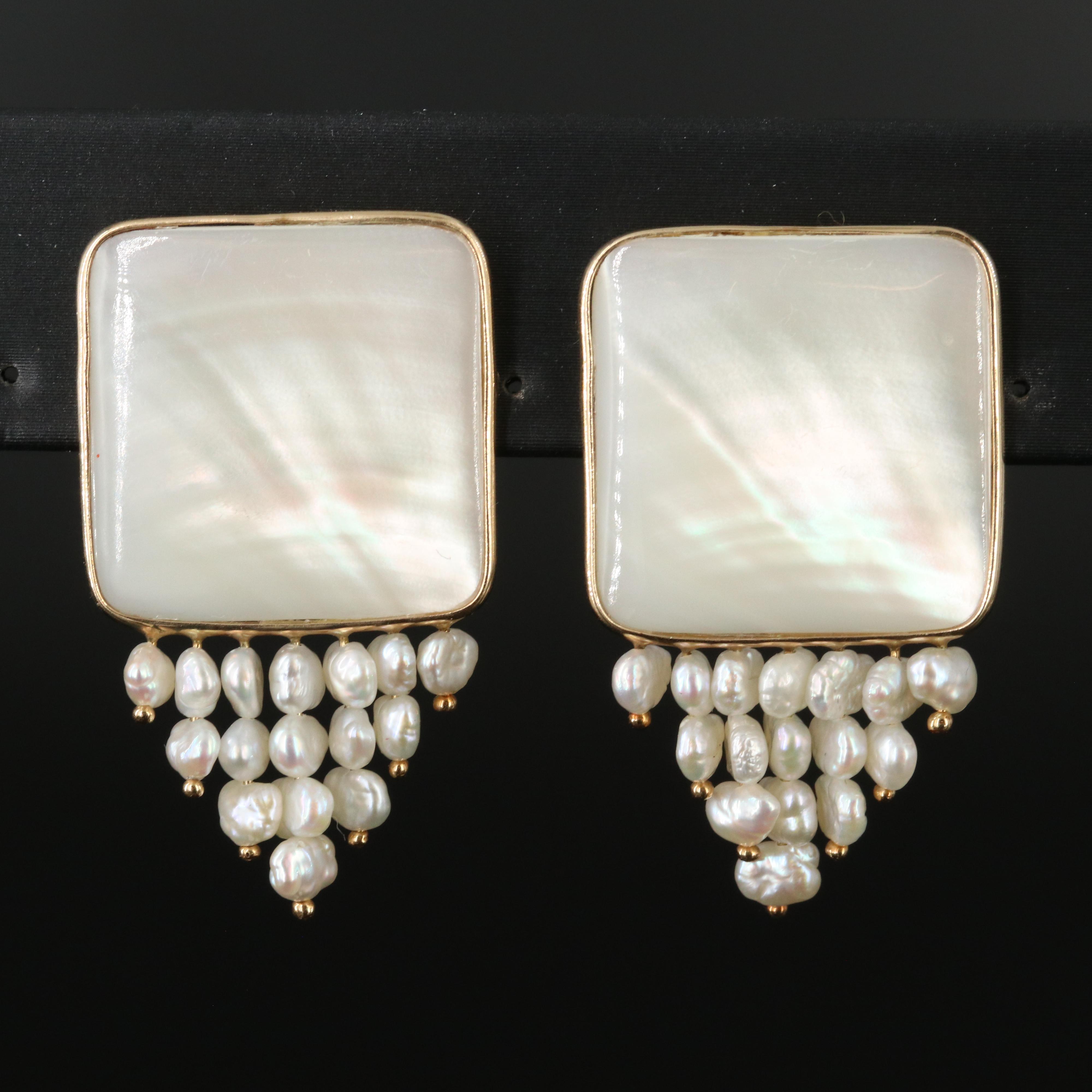 14K Mother-of-Pearl and Pearl Earrings