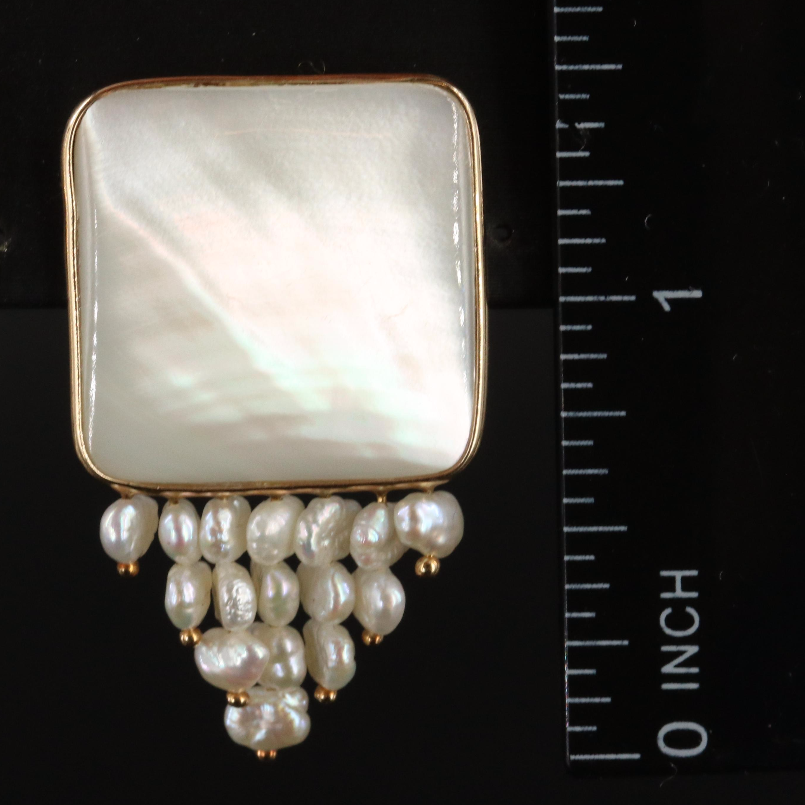 14K Mother-of-Pearl and Pearl Earrings