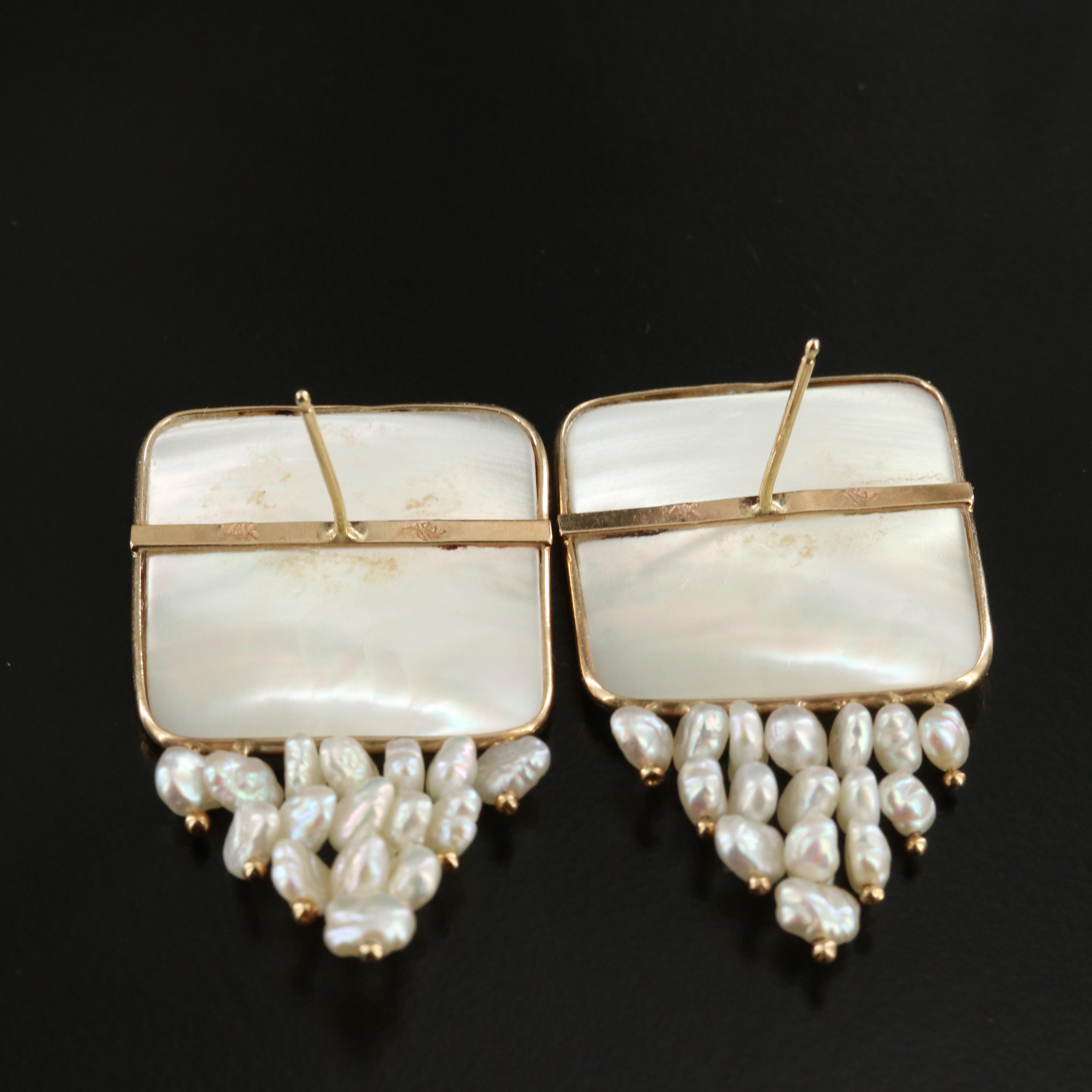 14K Mother-of-Pearl and Pearl Earrings