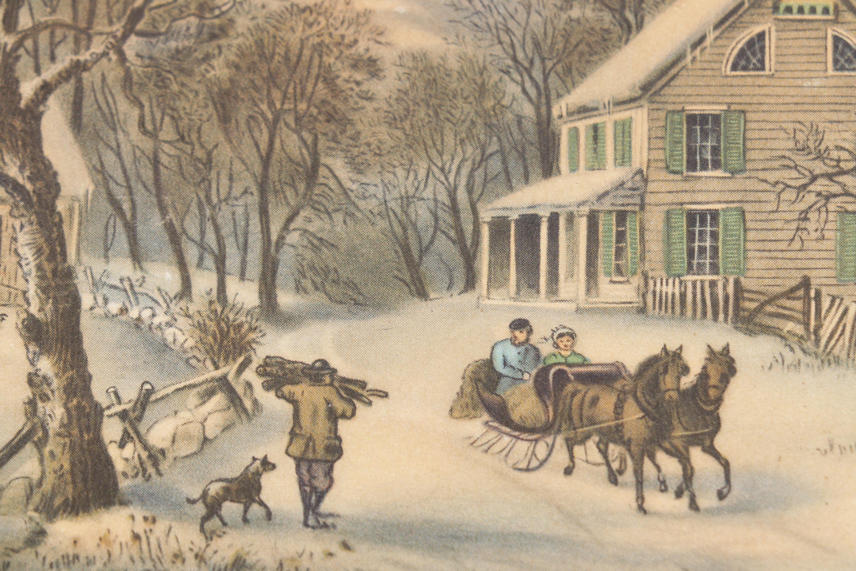 Offset Lithographs After Currier & Ives "The River Side" and More