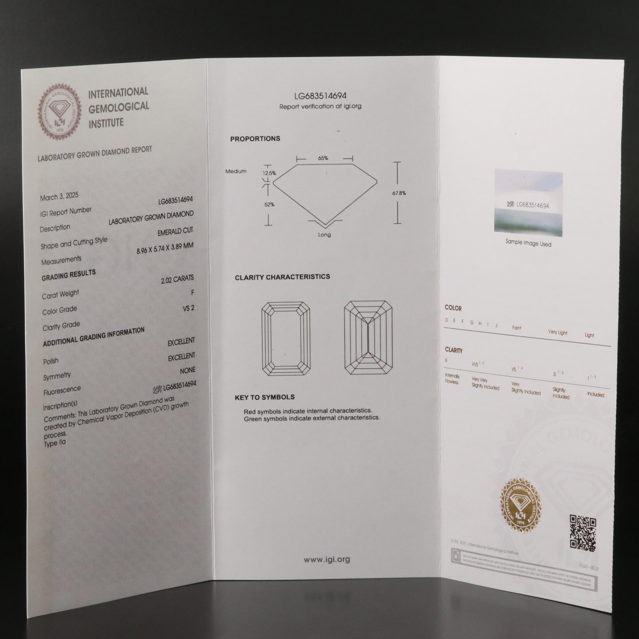 14K 2.02 CT Lab Grown Diamond Solitaire Ring with IGI Report