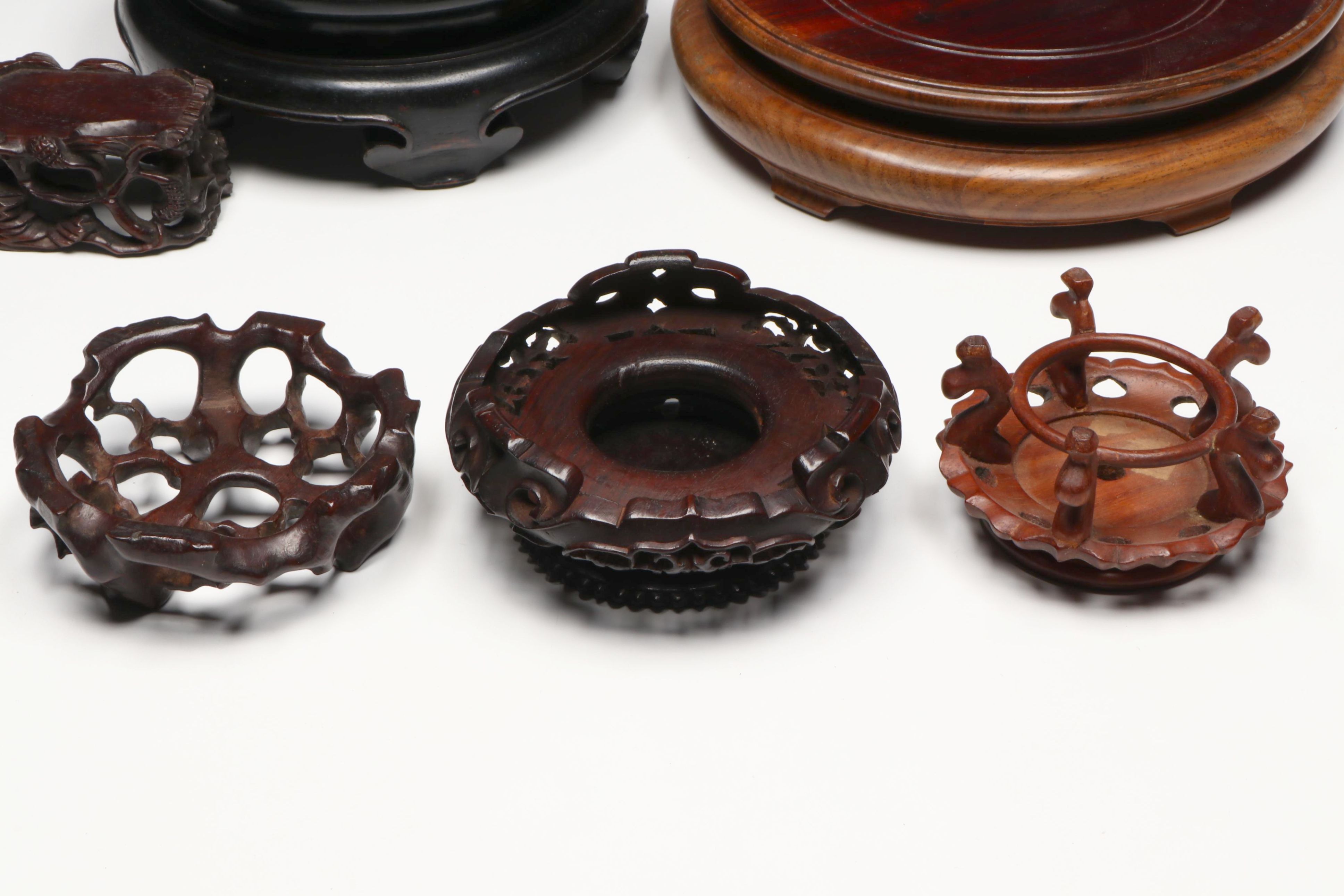 Antique and Vintage Chinese Carved Rosewood and Hardwood Stands