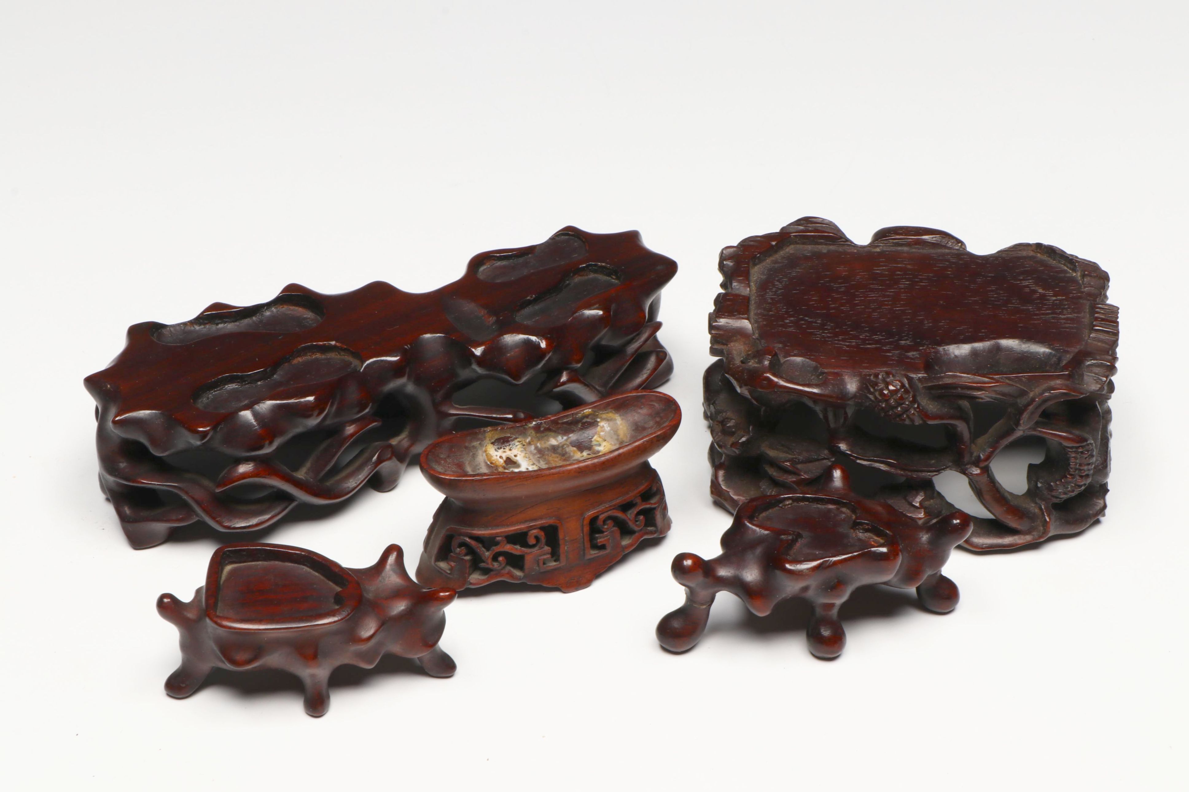 Antique and Vintage Chinese Carved Rosewood and Hardwood Stands