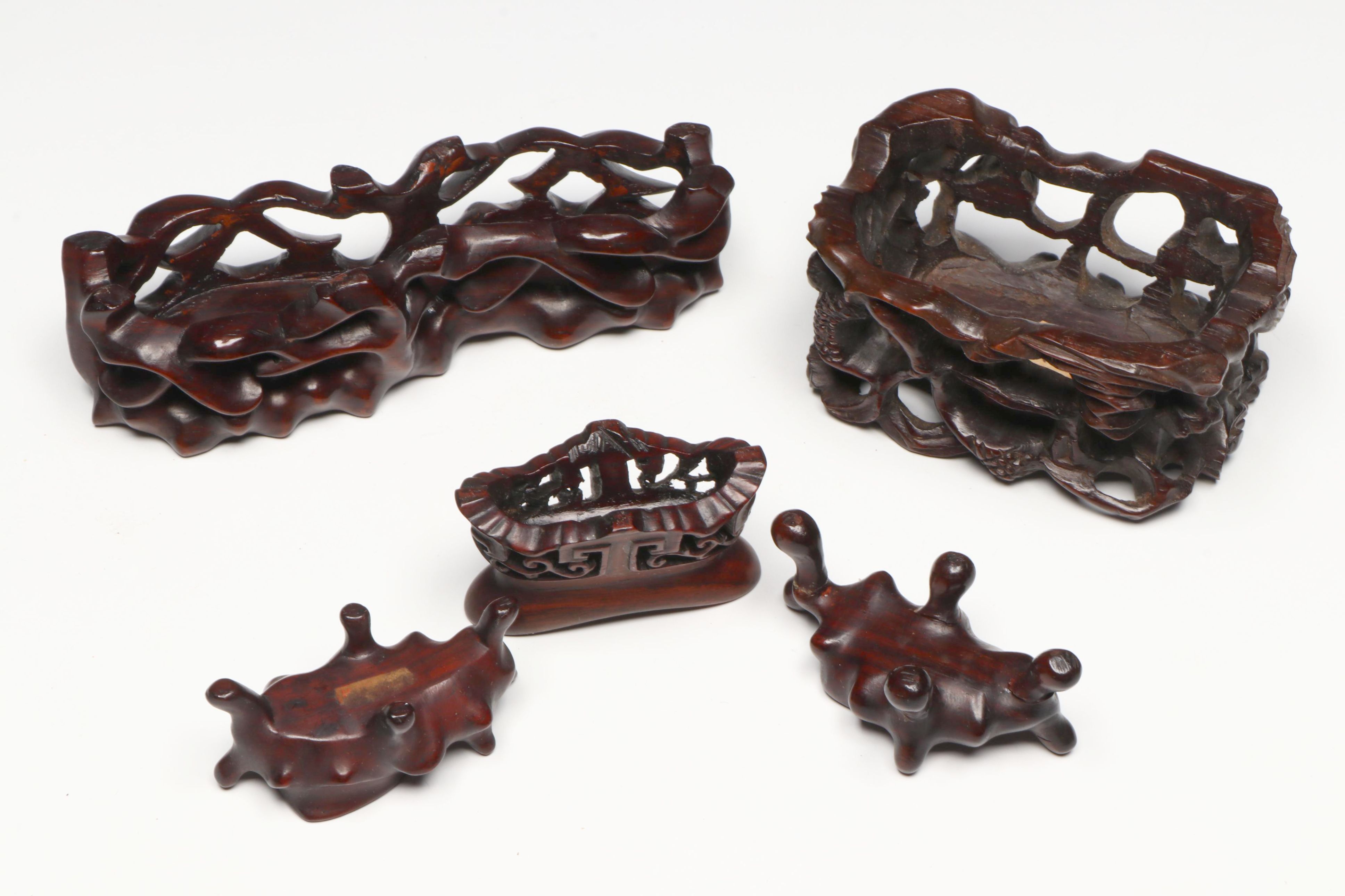 Antique and Vintage Chinese Carved Rosewood and Hardwood Stands