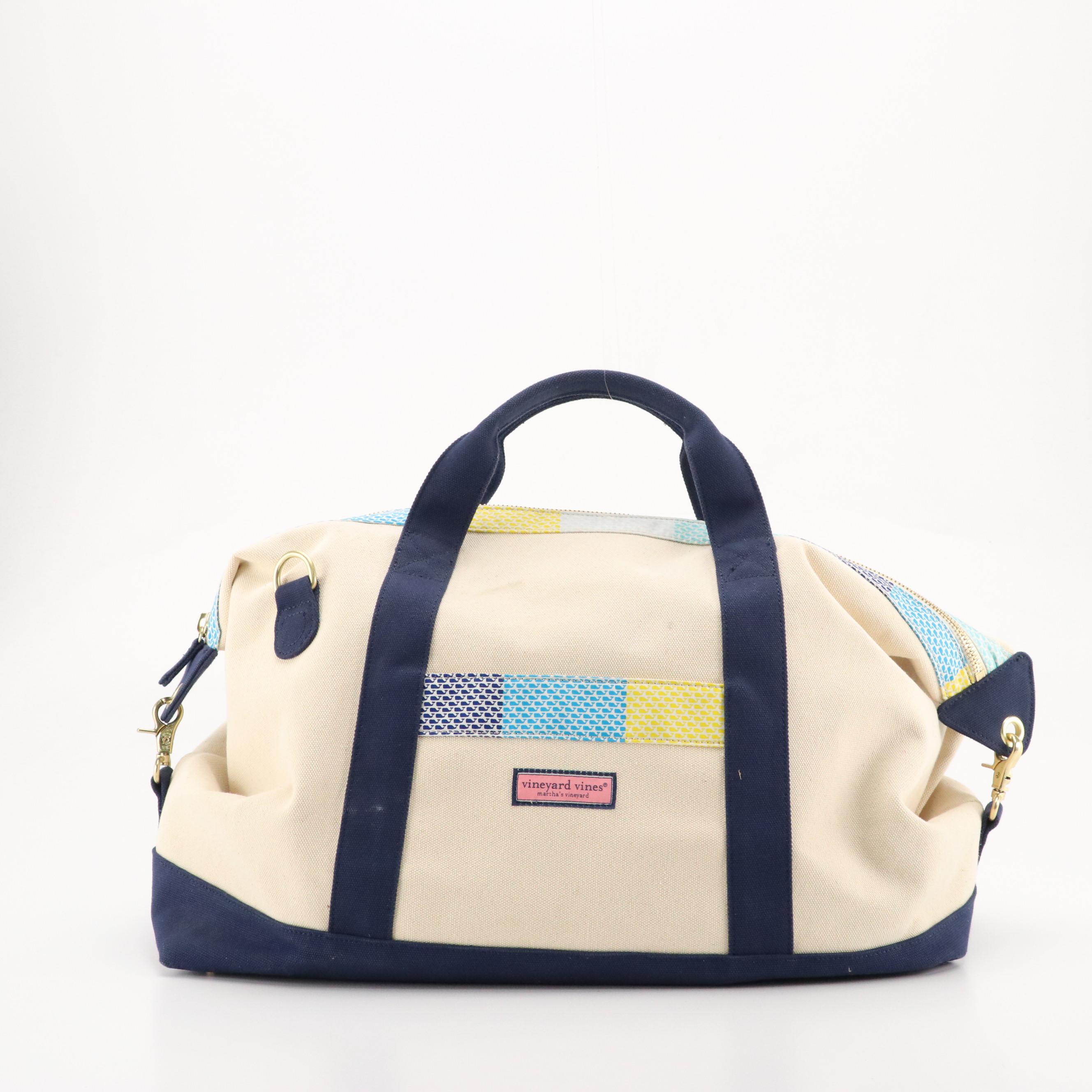 Vineyard Vines Two-Way Weekended Duffle Bag in Canvas and Betmar Woven Sunhat