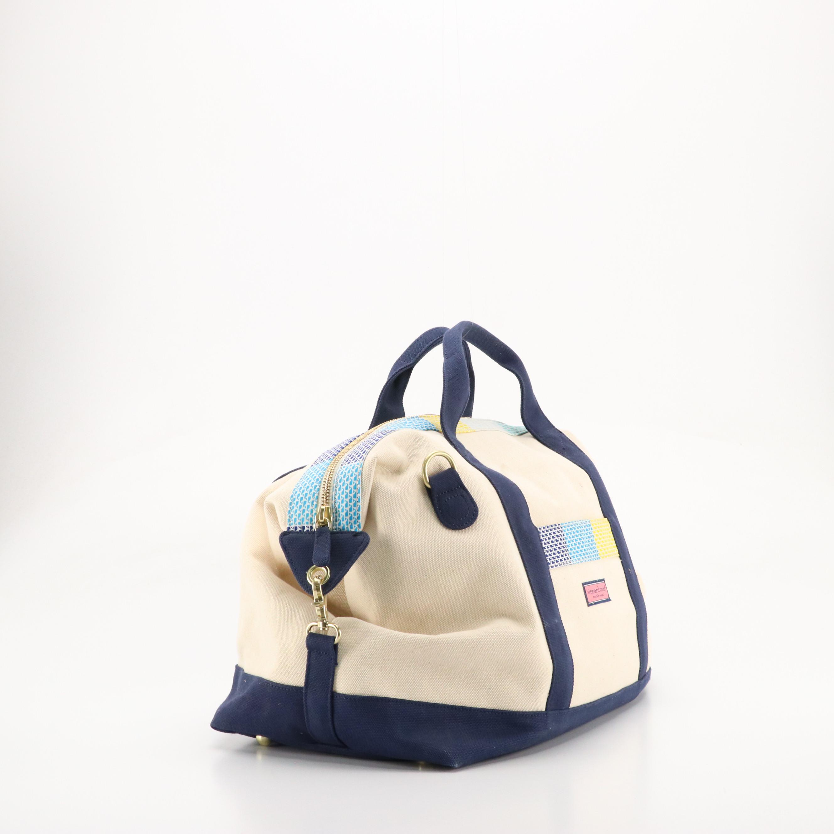 Vineyard Vines Two-Way Weekended Duffle Bag in Canvas and Betmar Woven Sunhat