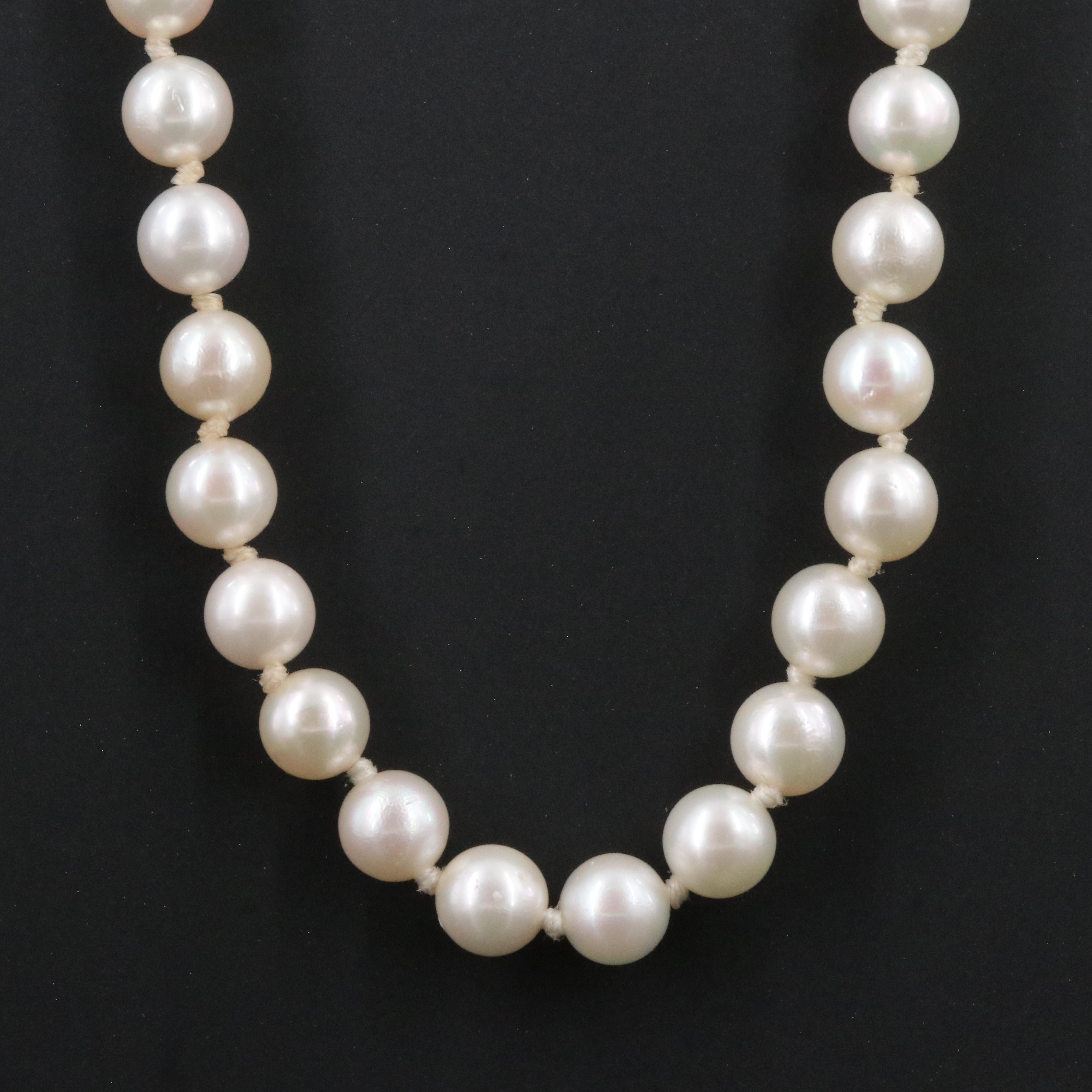 Pearl Necklace with 14K Flower Clasp