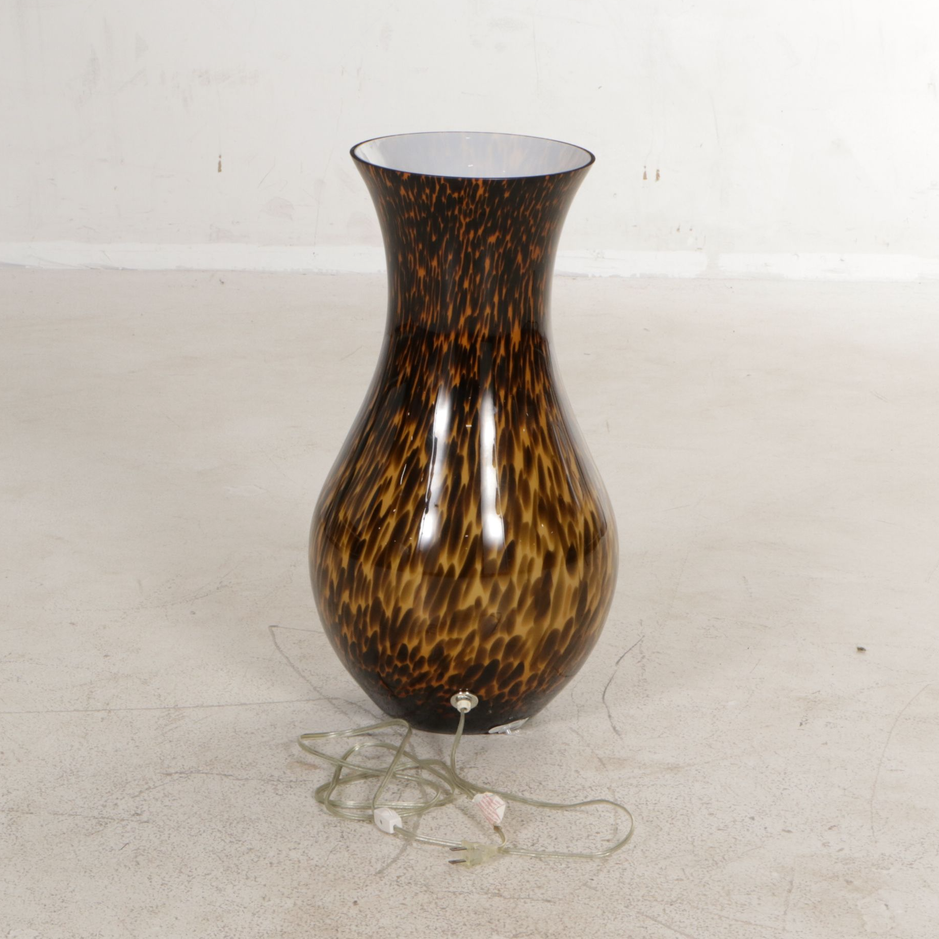 Faux Tortoise Shell Glass Floor Vase Converted to Lamp, 2005