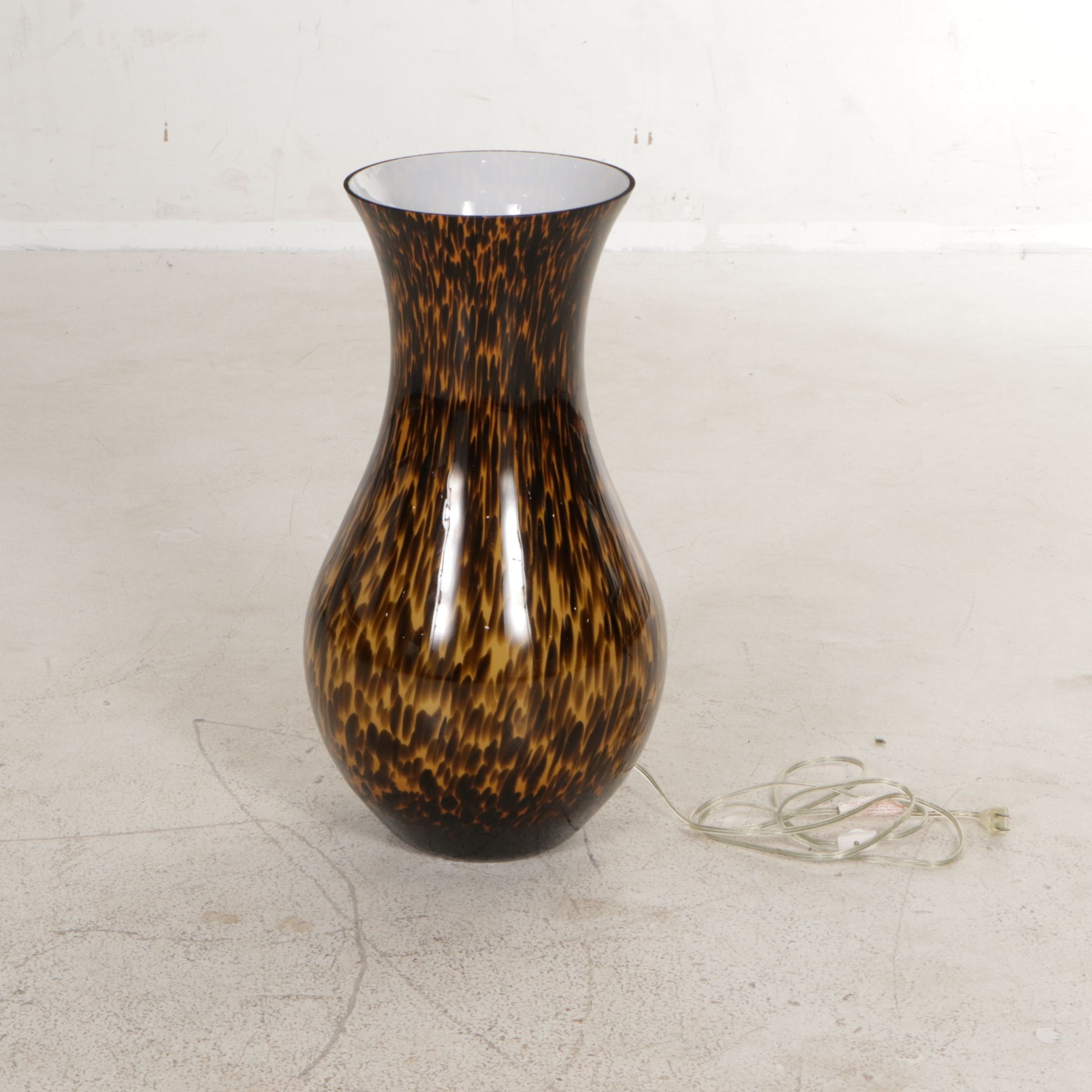 Faux Tortoise Shell Glass Floor Vase Converted to Lamp, 2005