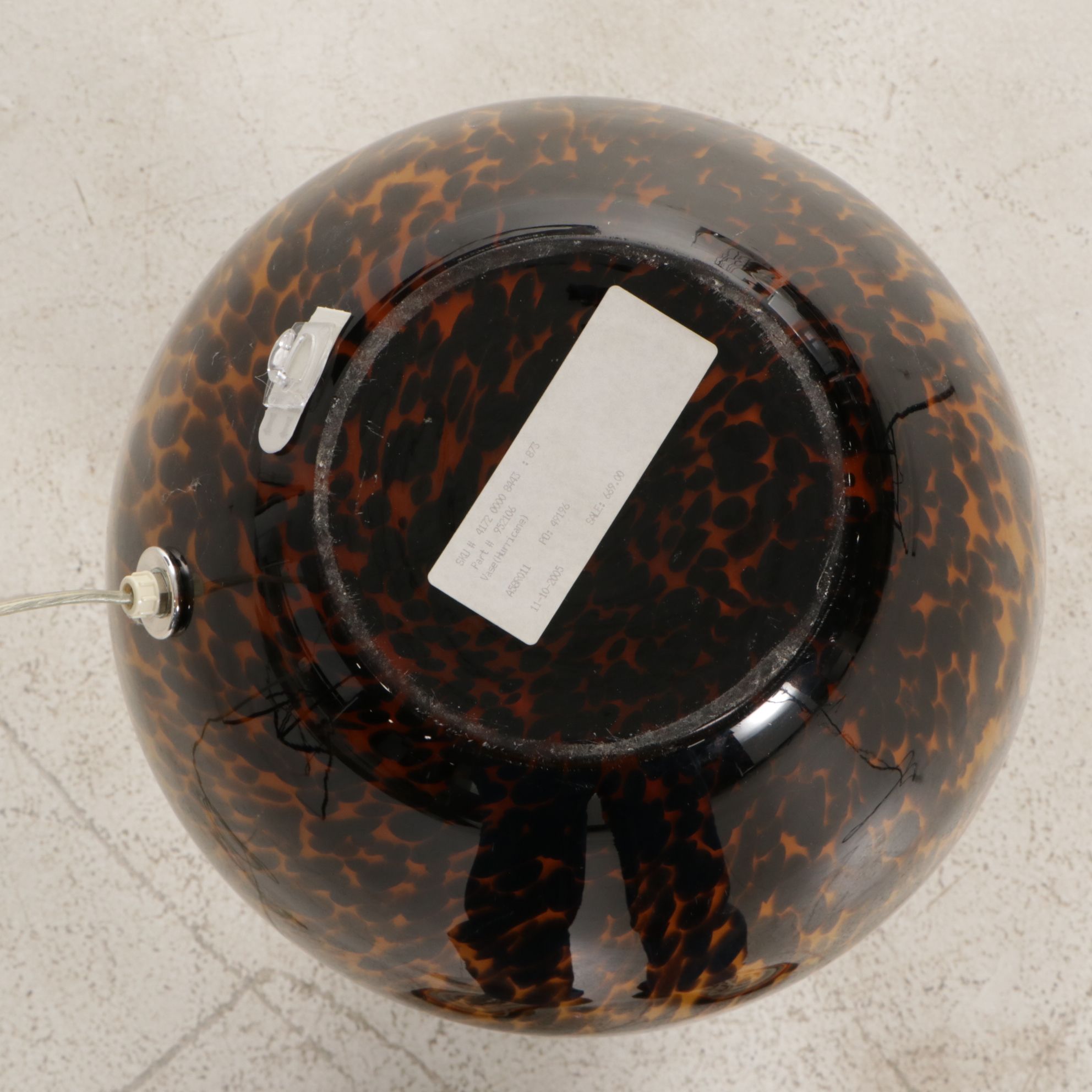 Faux Tortoise Shell Glass Floor Vase Converted to Lamp, 2005