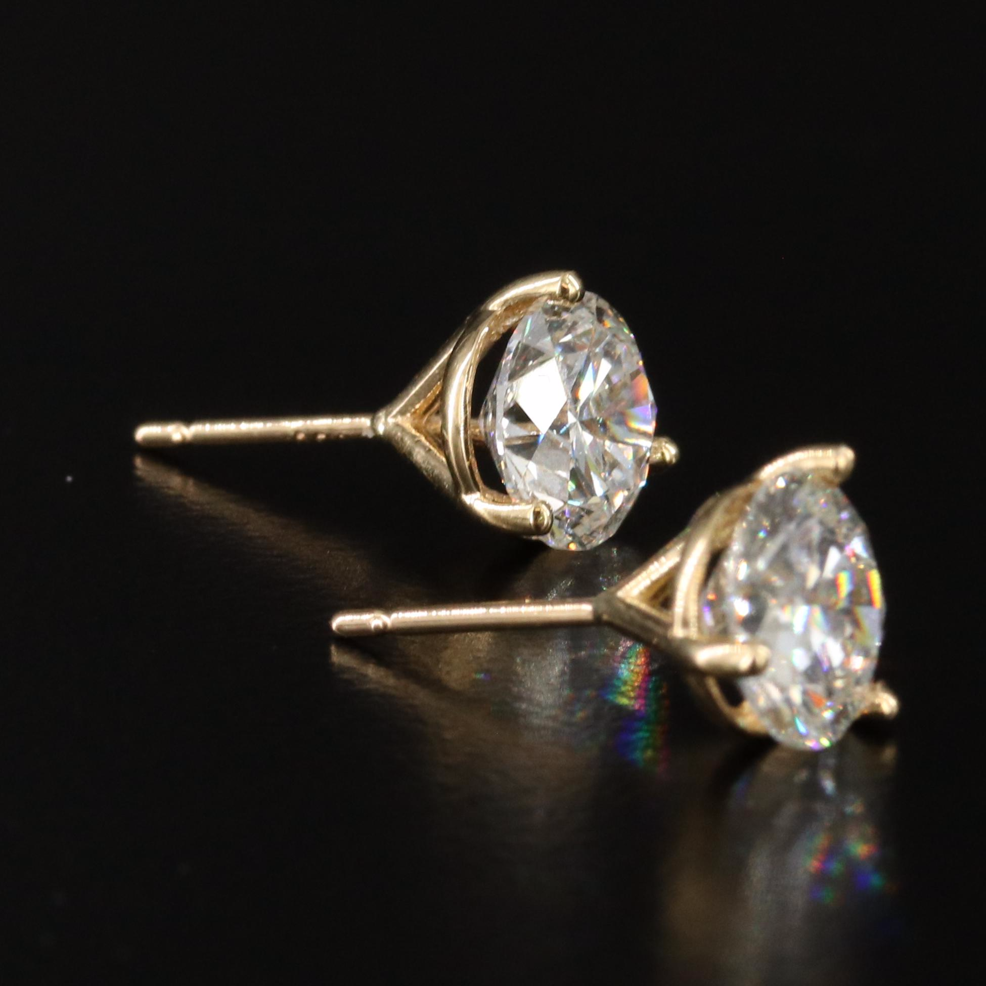 18K 3.00 CTW Lab Grown Diamond Solitaire Stud Earrings