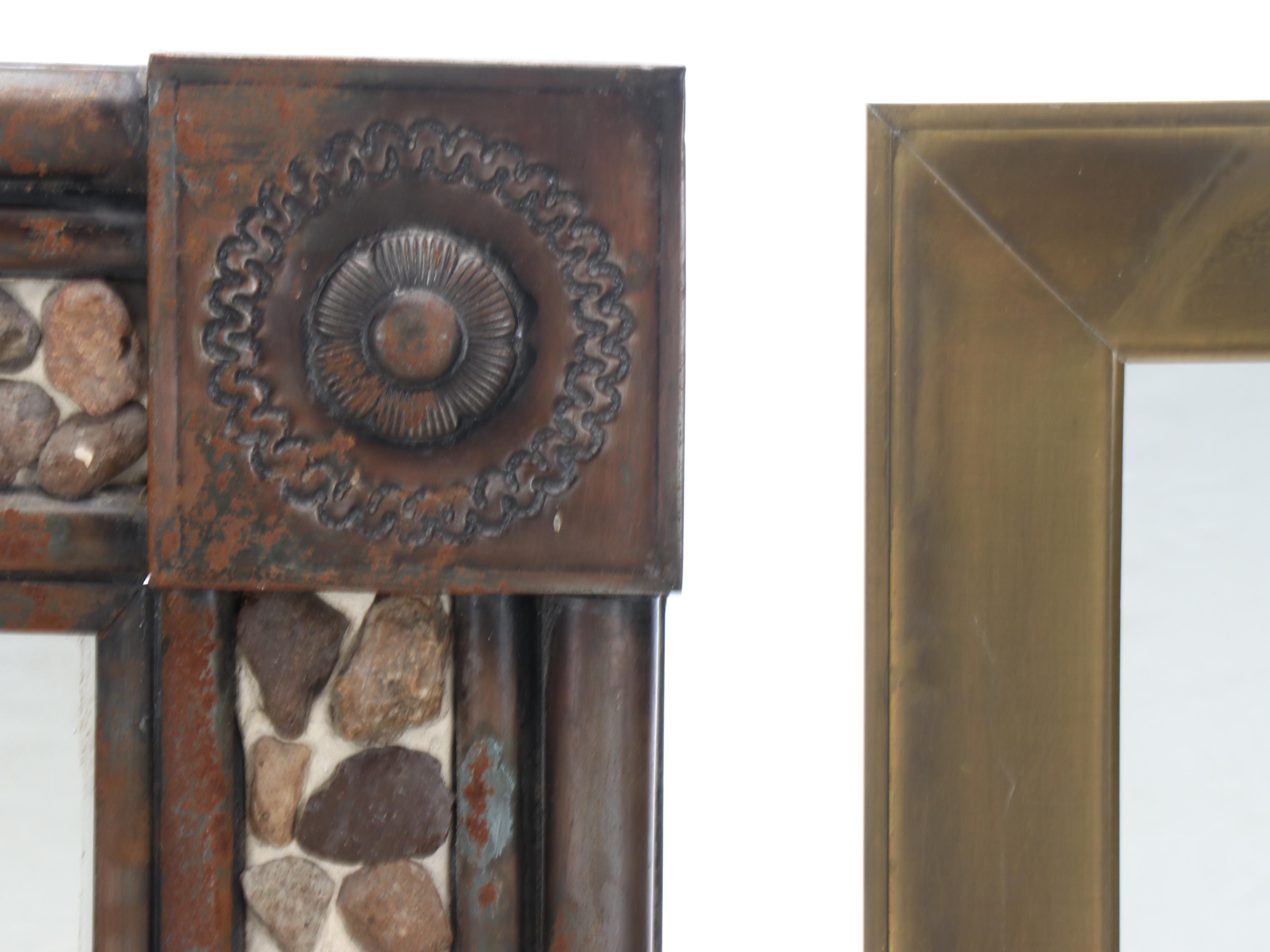 American Period Brass Frame with Other Stone Mosaic Wall Mirrors and Oval Frame