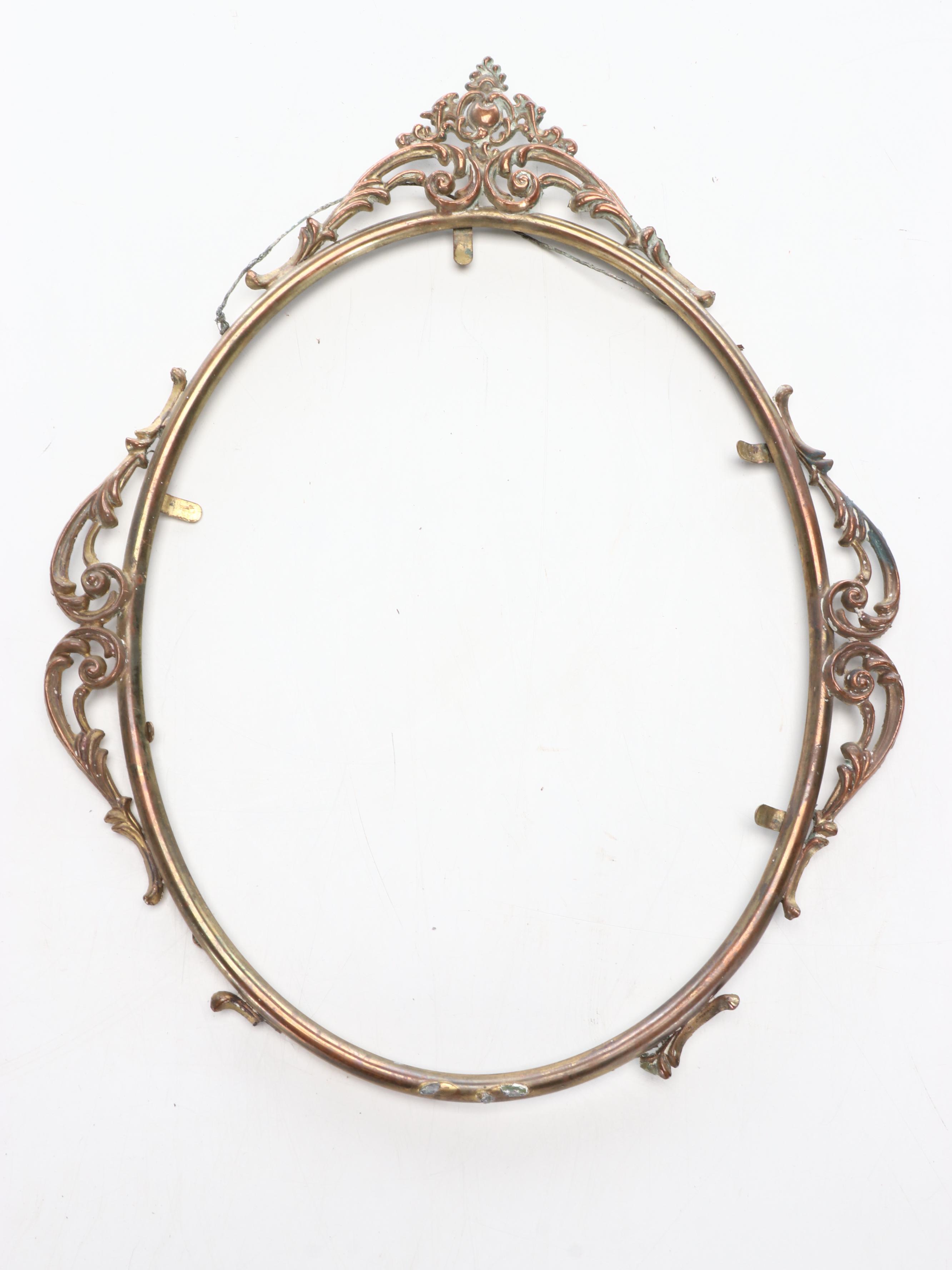 American Period Brass Frame with Other Stone Mosaic Wall Mirrors and Oval Frame