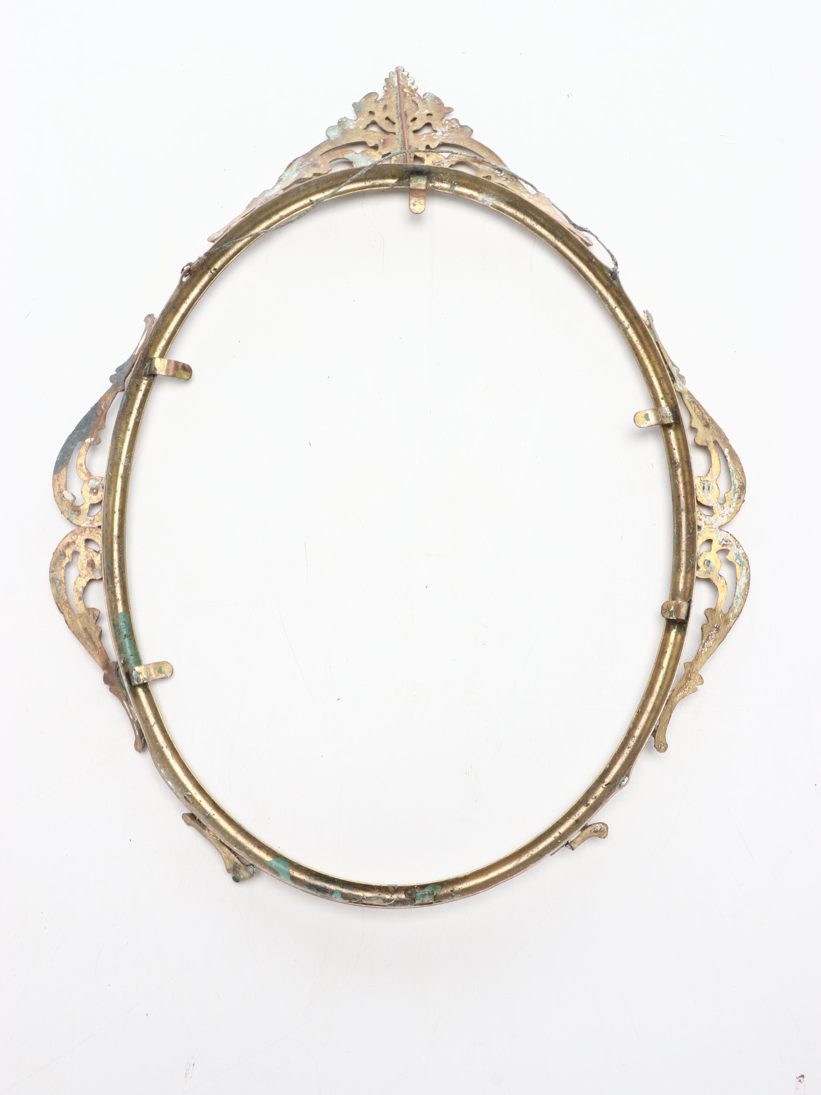 American Period Brass Frame with Other Stone Mosaic Wall Mirrors and Oval Frame