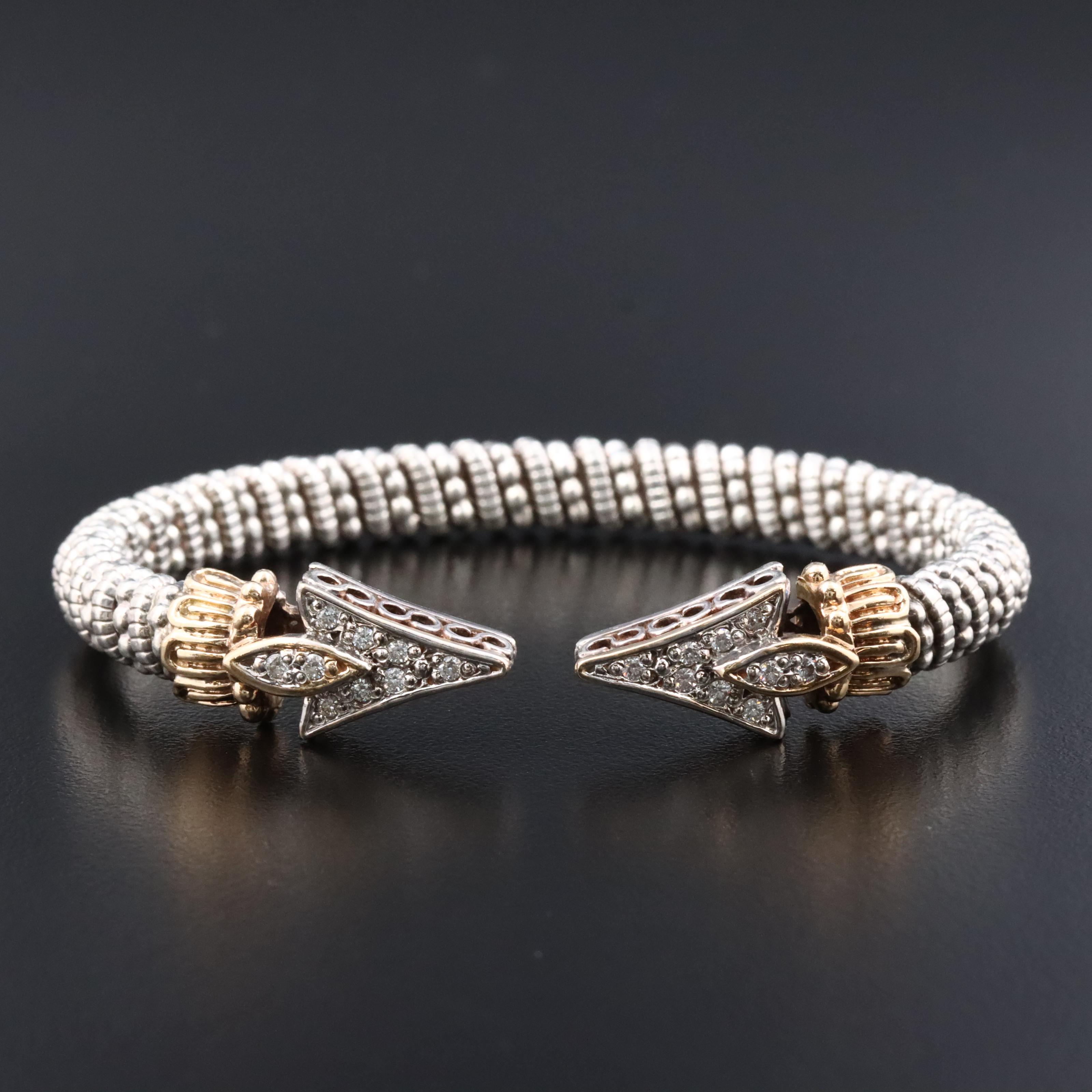 Alwand Vahan Sterling Diamond Arrow Bracelet with 14K Accents