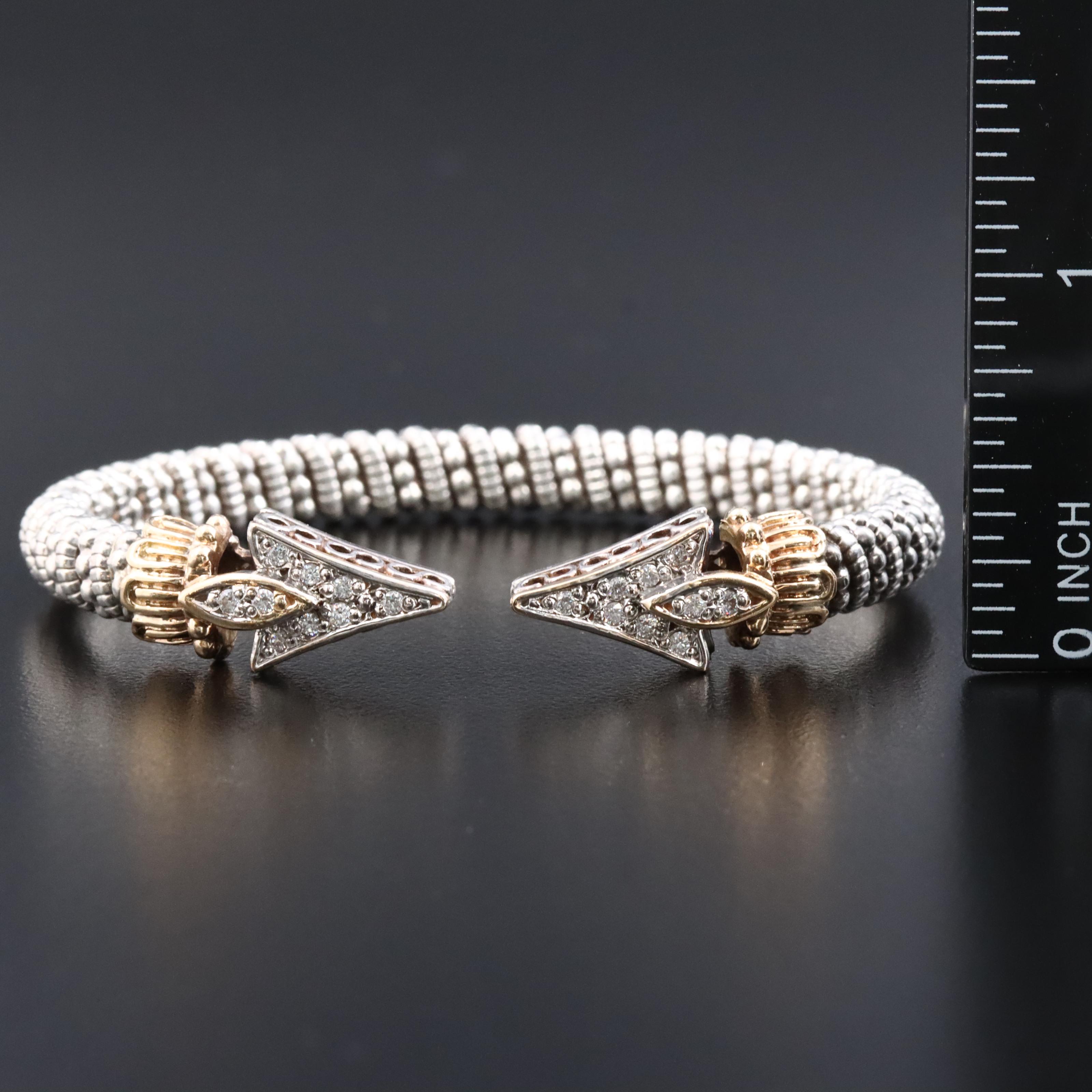 Alwand Vahan Sterling Diamond Arrow Bracelet with 14K Accents