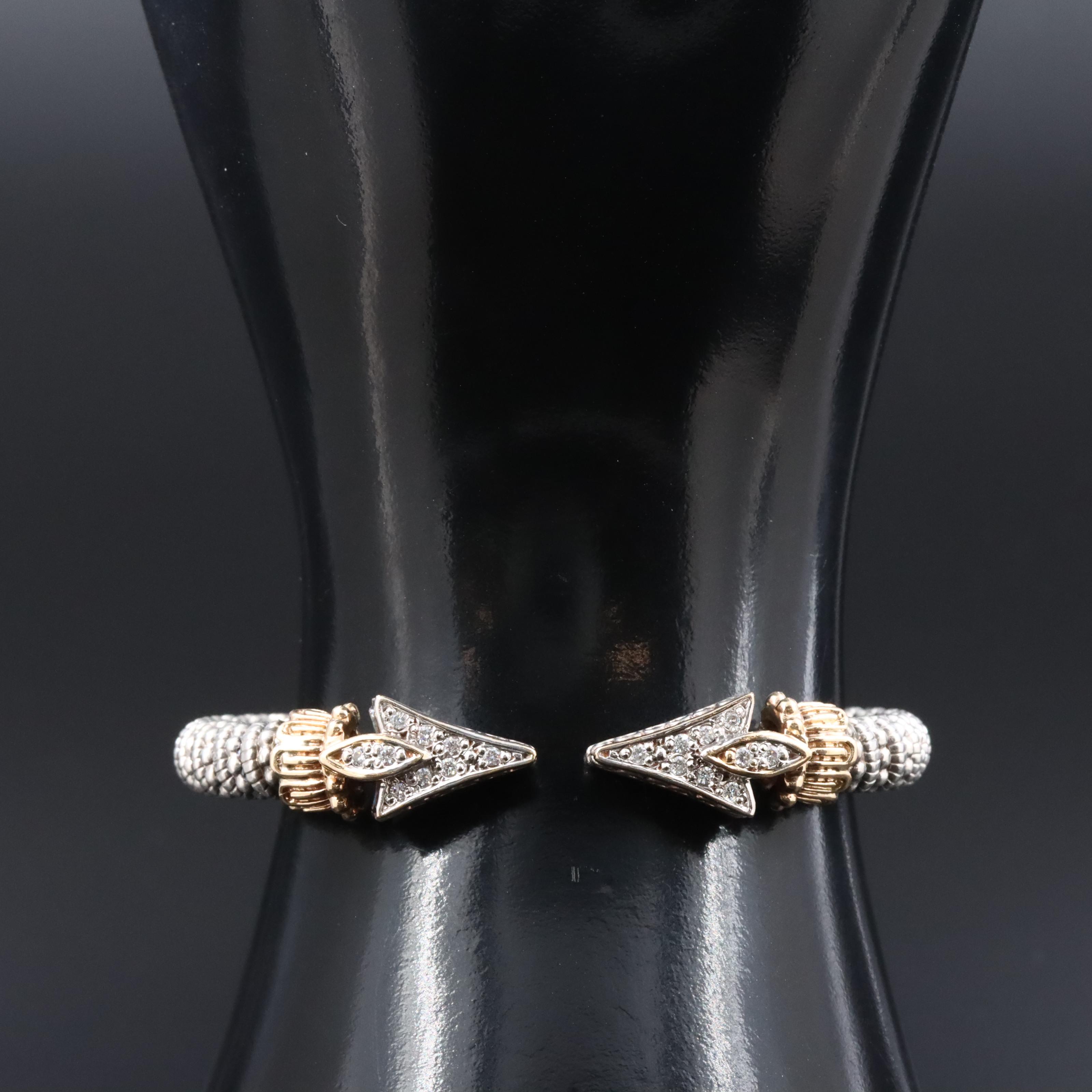 Alwand Vahan Sterling Diamond Arrow Bracelet with 14K Accents