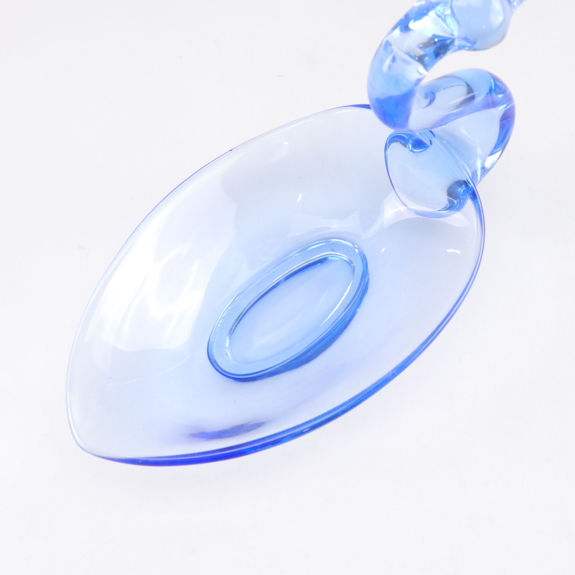 Tiffin Blue Glass Swan Bowl with a Pair of Glass Candlesticks
