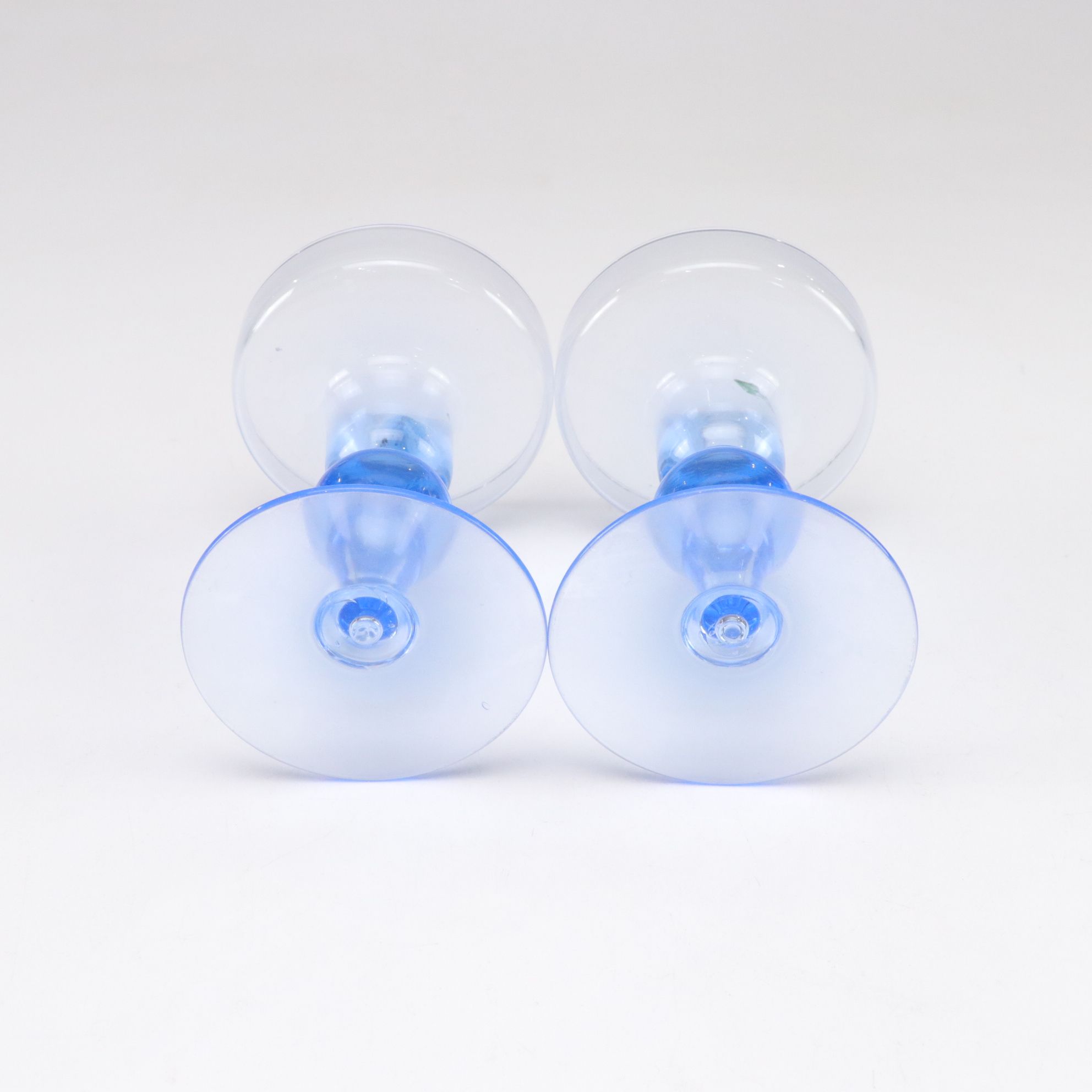 Tiffin Blue Glass Swan Bowl with a Pair of Glass Candlesticks