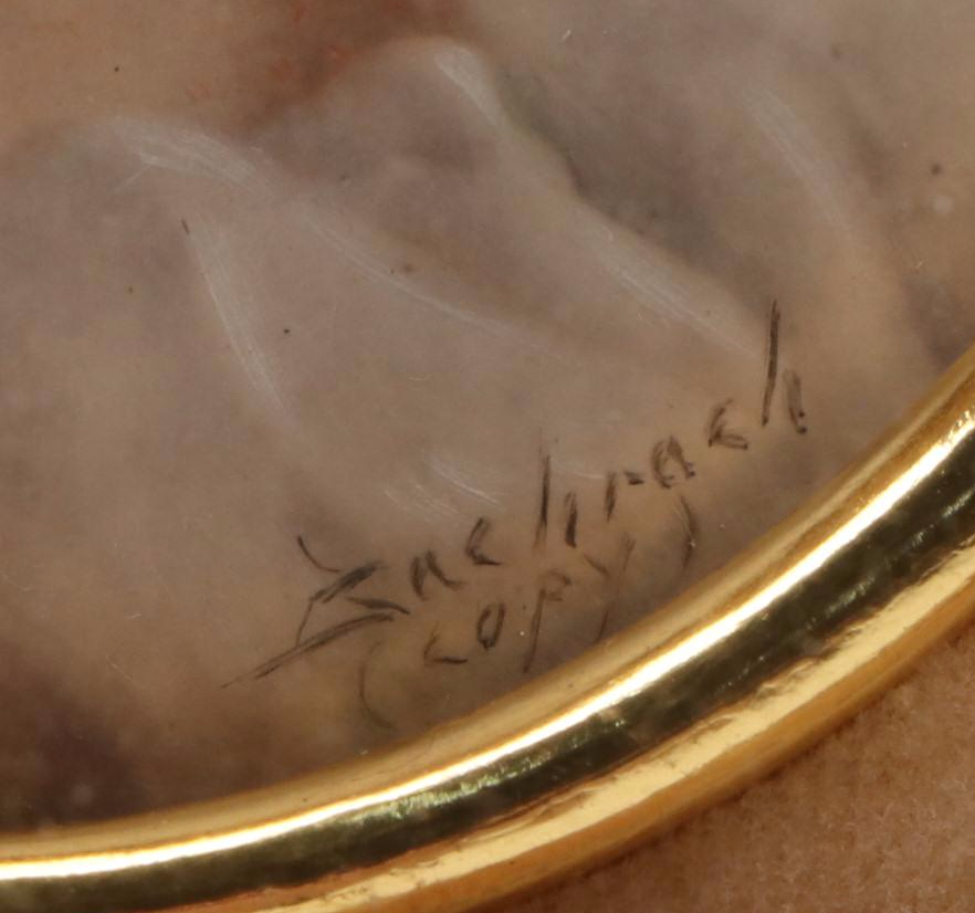 Hand-Painted Photograph of Young Lady in Velvet-Lined Frame After Bachrach