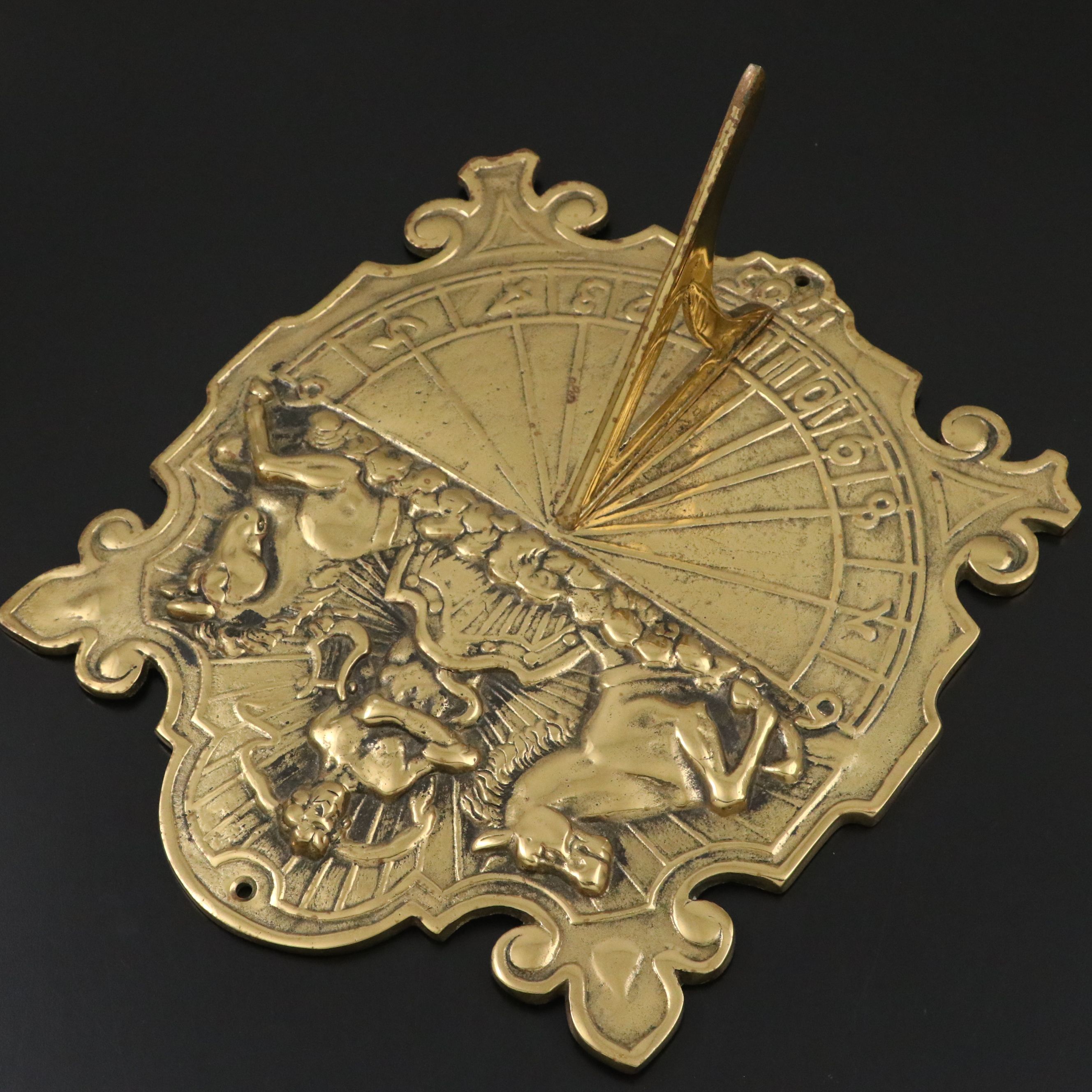 Neoclassical Style Repoussé Brass Sundial