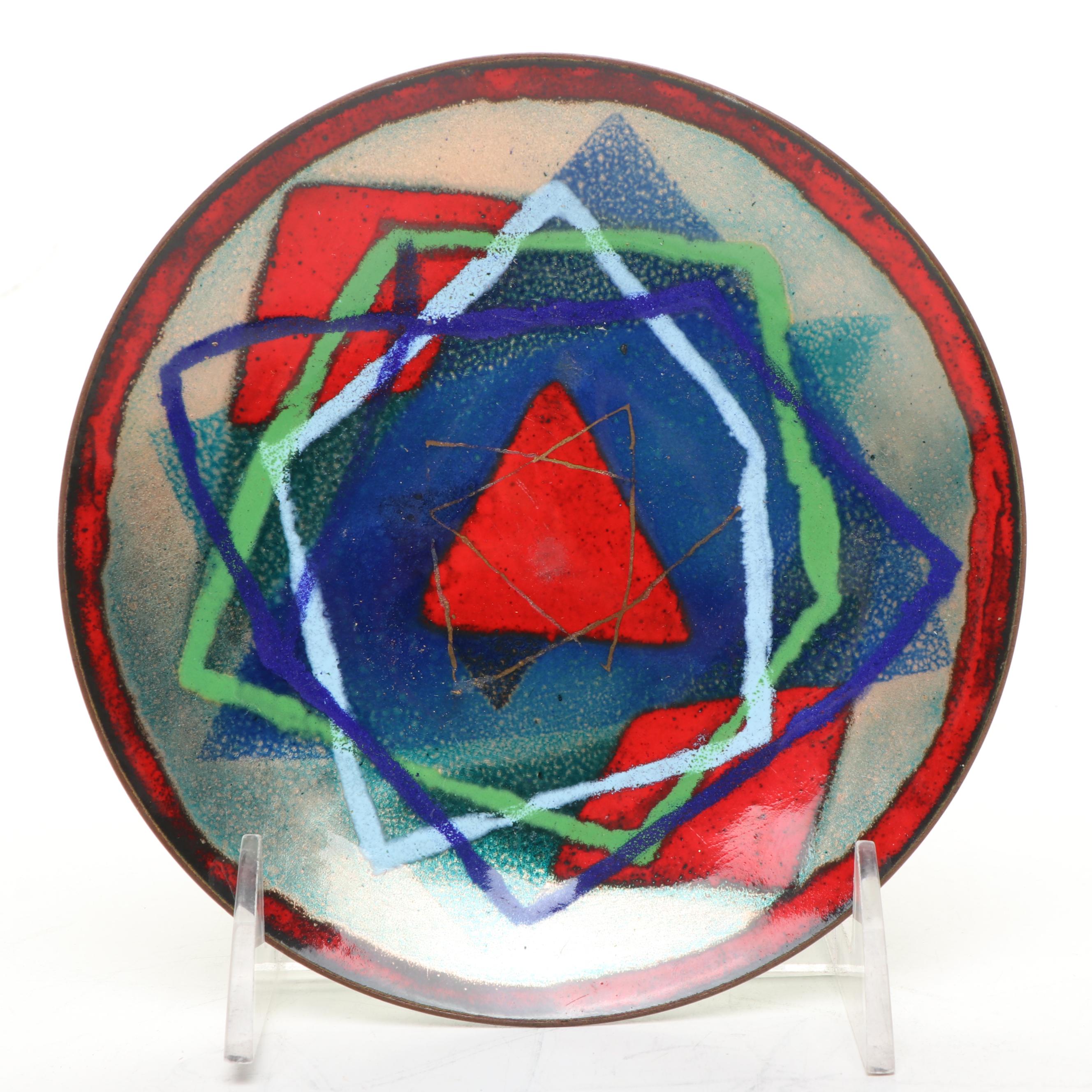 Handcrafted Bovano Enamel Covered Metal Plates with Other Enamel Covered Plates