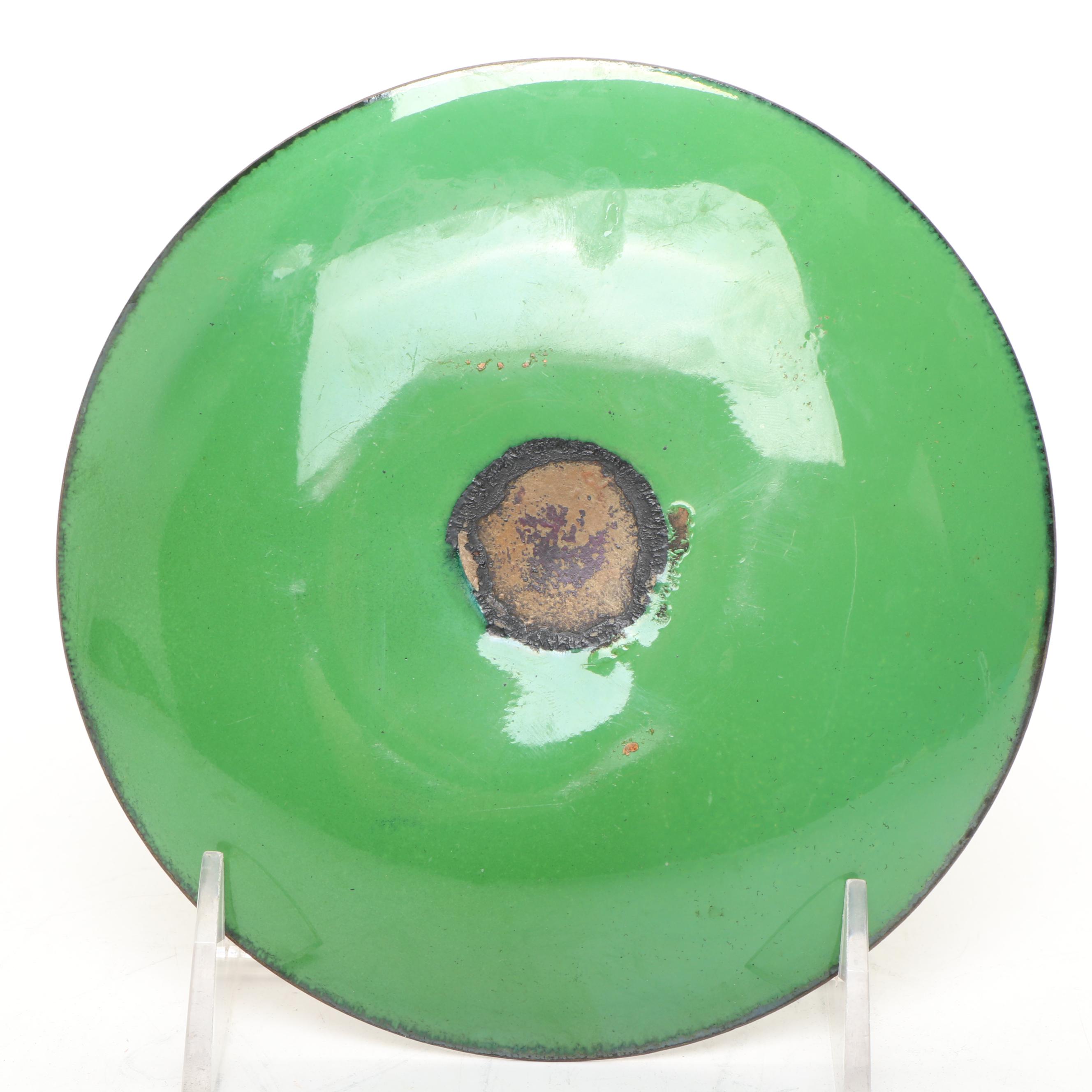 Handcrafted Bovano Enamel Covered Metal Plates with Other Enamel Covered Plates