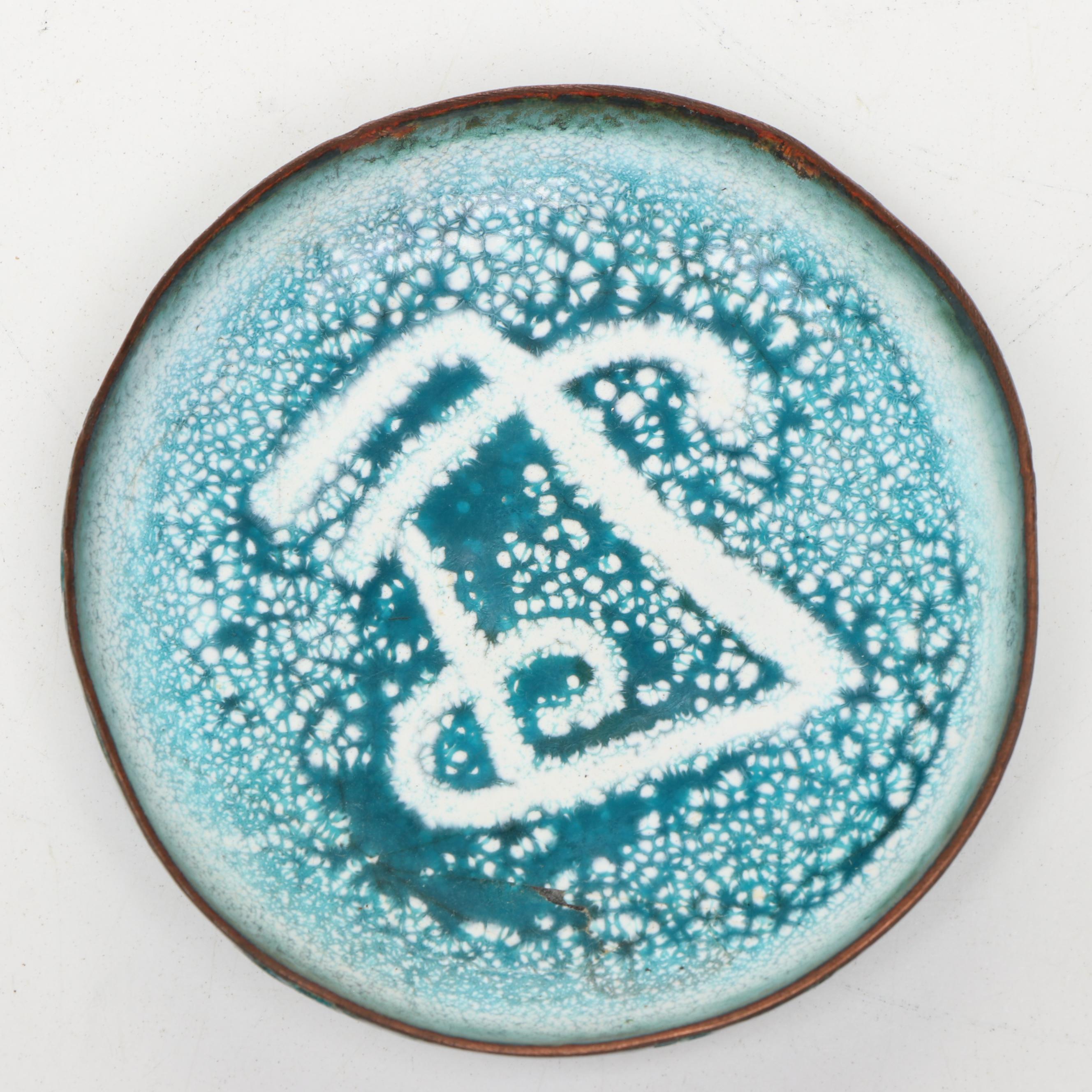 Handcrafted Bovano Enamel Covered Metal Plates with Other Enamel Covered Plates