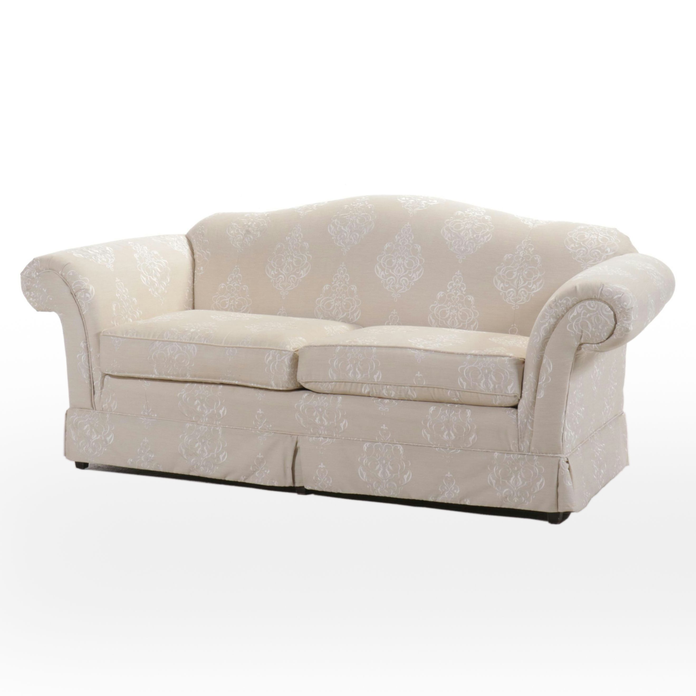 Upholstered Scrolled Arm Loveseat