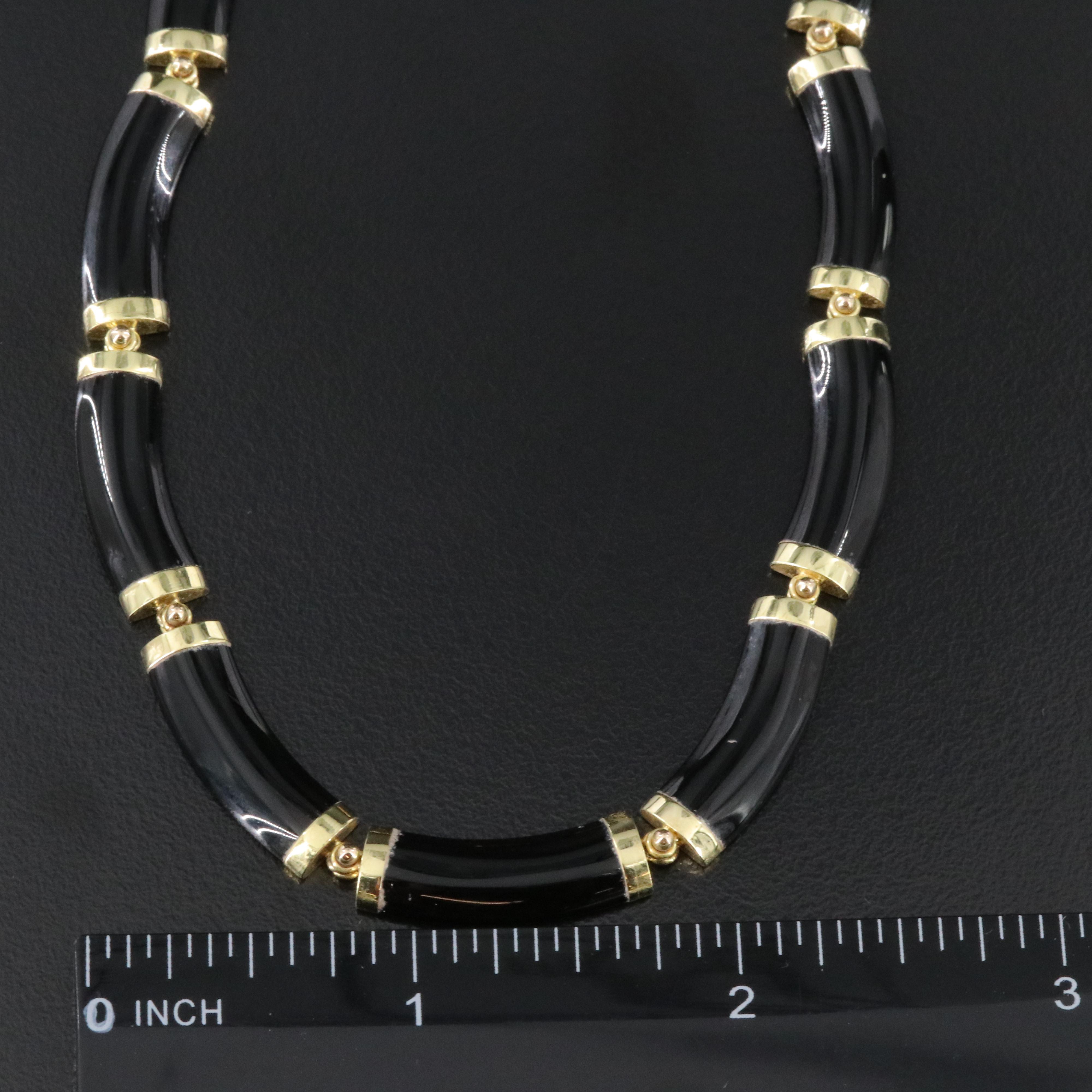 14K Black Onyx Necklace with Chinese Longevity Clasp
