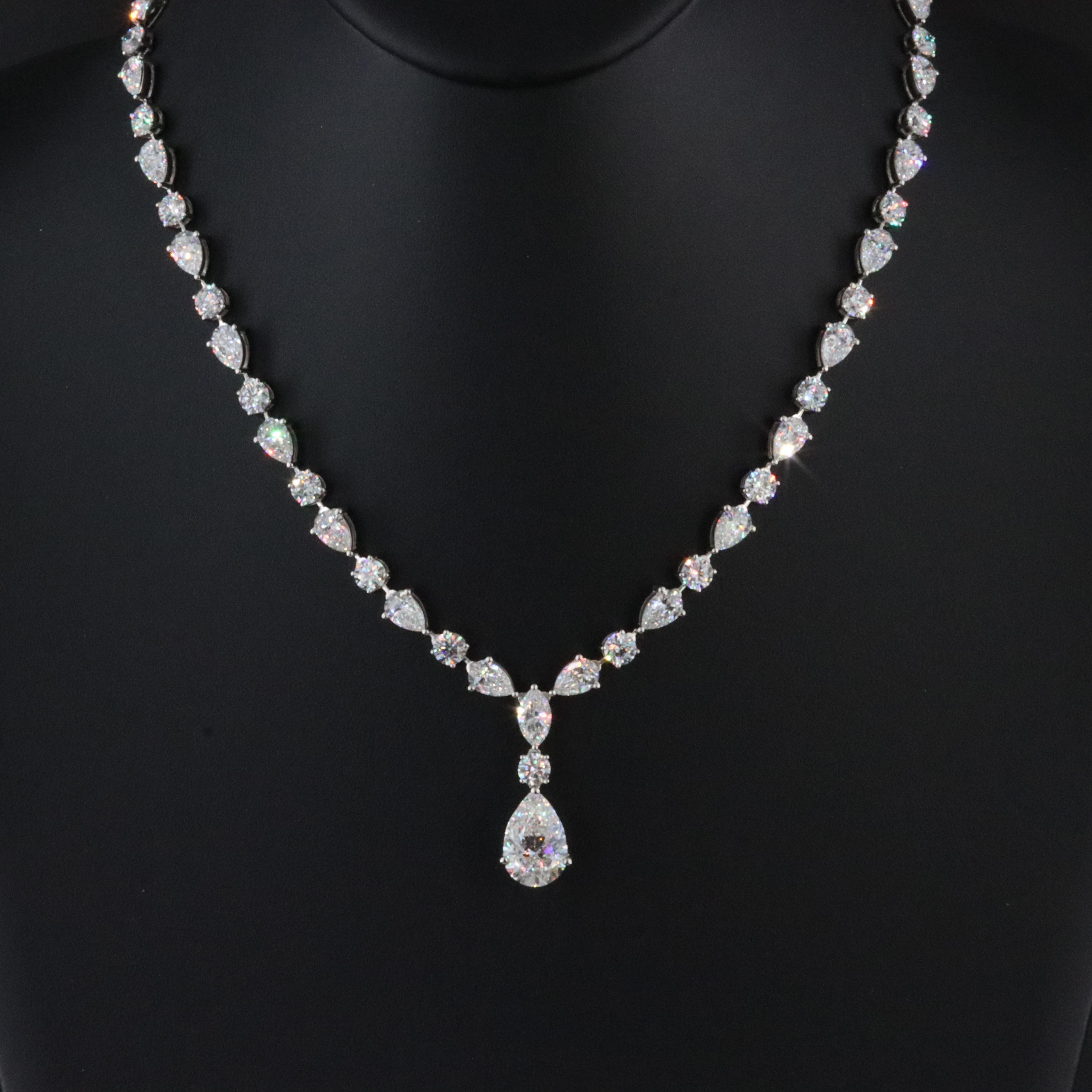 Platinum 33.77 CTW Lab Grown Diamond Necklace with IGI Report