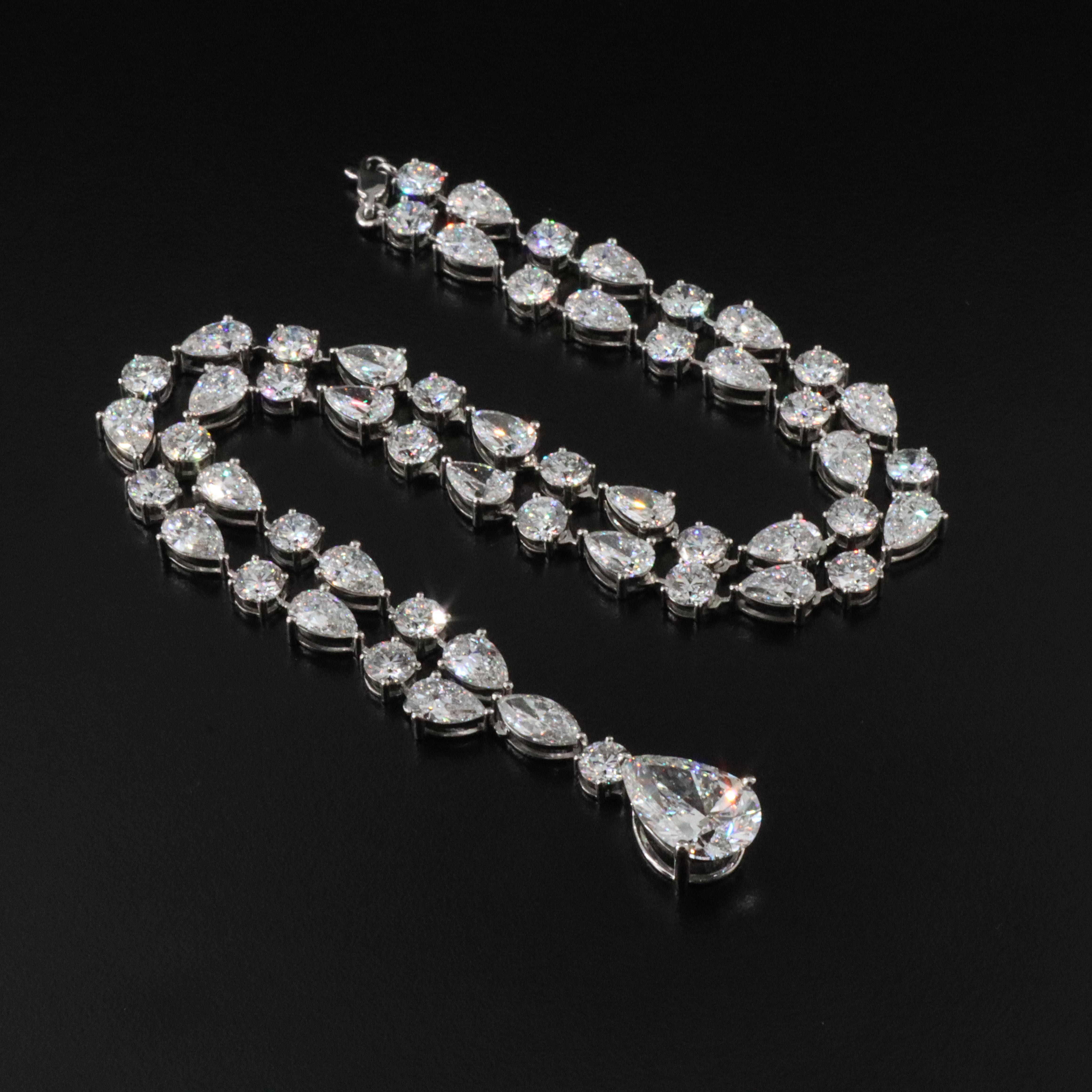 Platinum 33.77 CTW Lab Grown Diamond Necklace with IGI Report