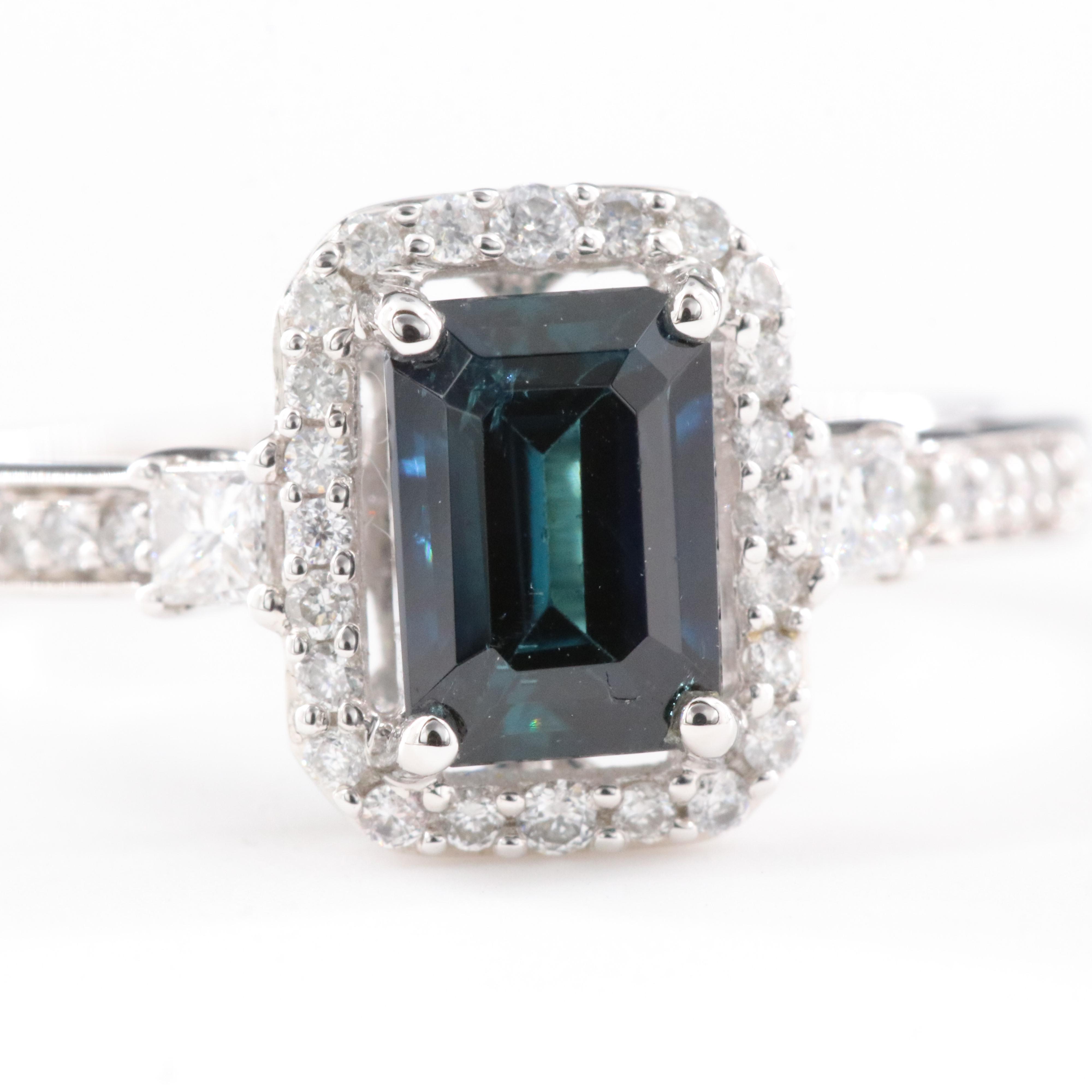 14K Indicolite and Diamond Ring