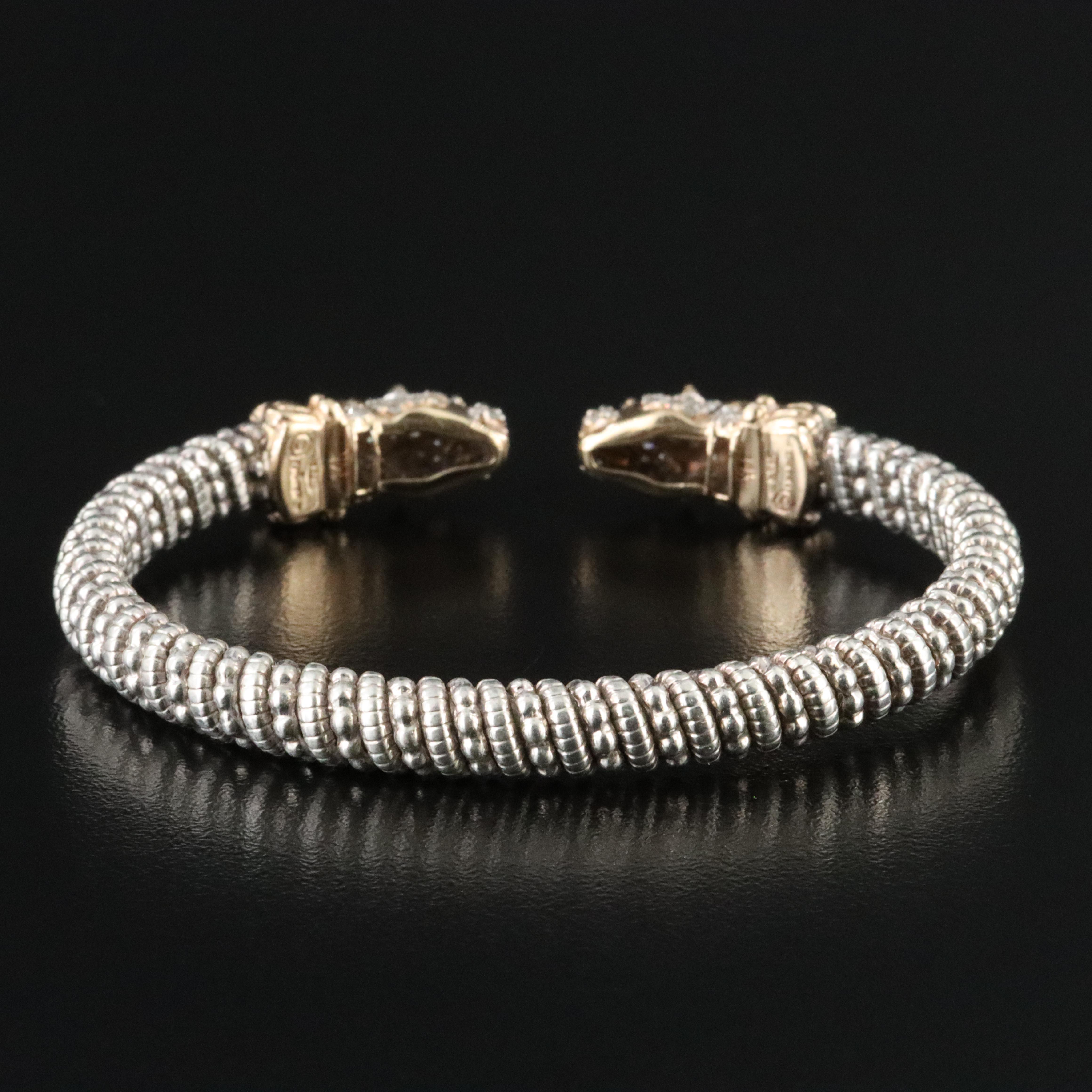 Alwand Vahan Sterling Diamond and Sapphire Leopard Bracelet with 14K Accents