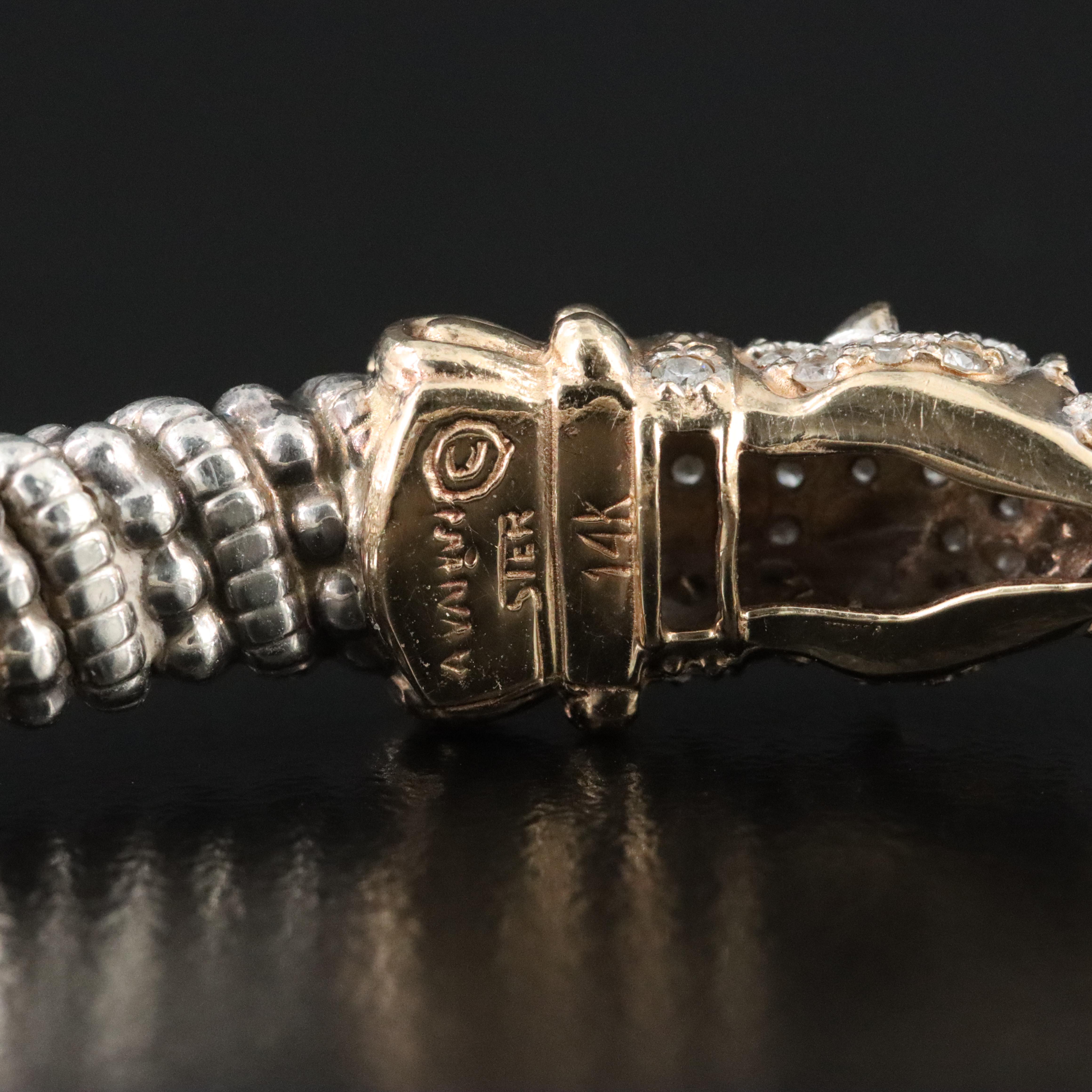 Alwand Vahan Sterling Diamond and Sapphire Leopard Bracelet with 14K Accents